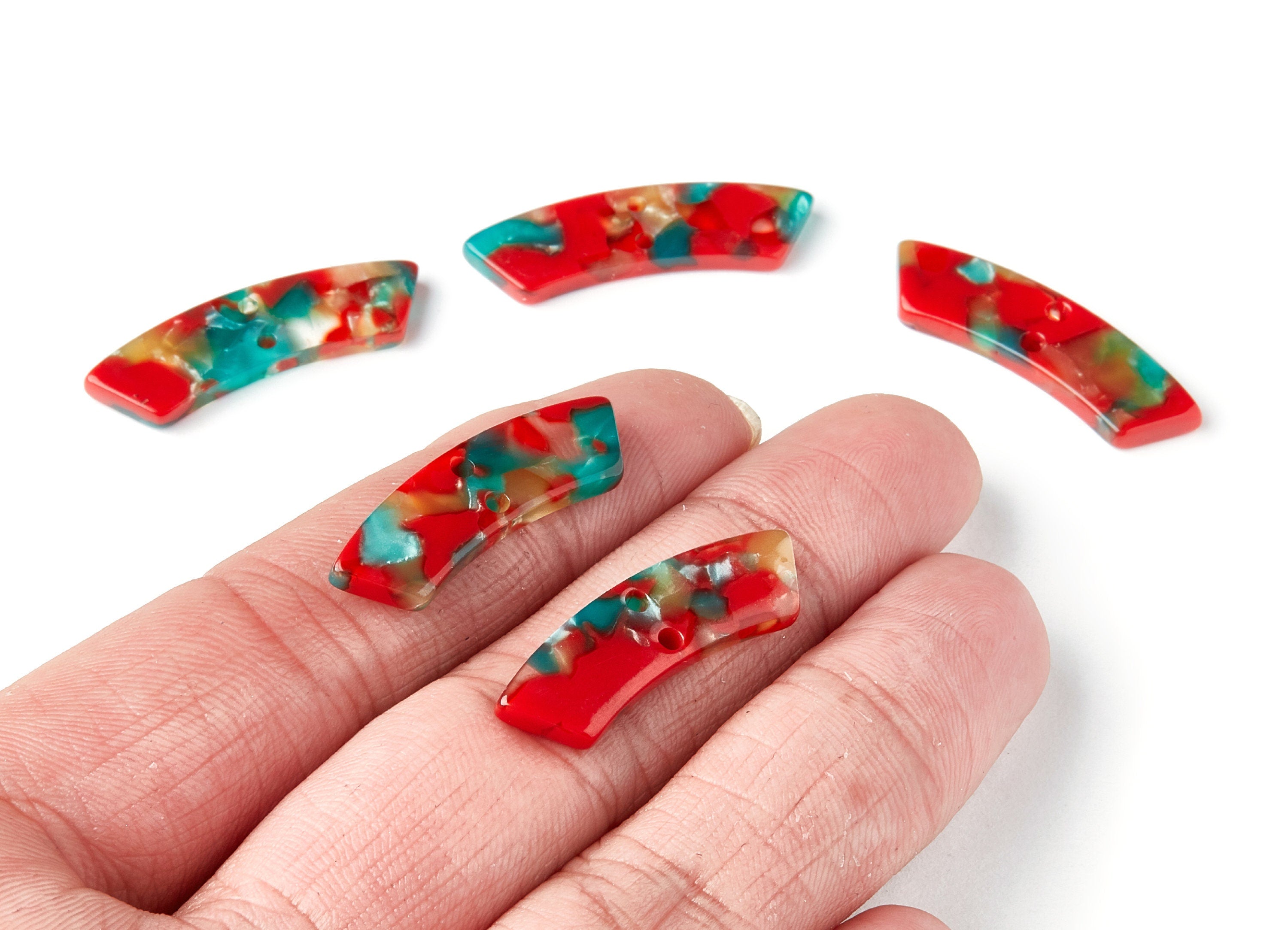 Acetate Irregular Earring Charms - Irregular Pendant With 2 Holes - Jewelry Supplies - Color Code: A46 - 31.1x9.79x2.66mm - AC1371J - DOMEDBAZAAR