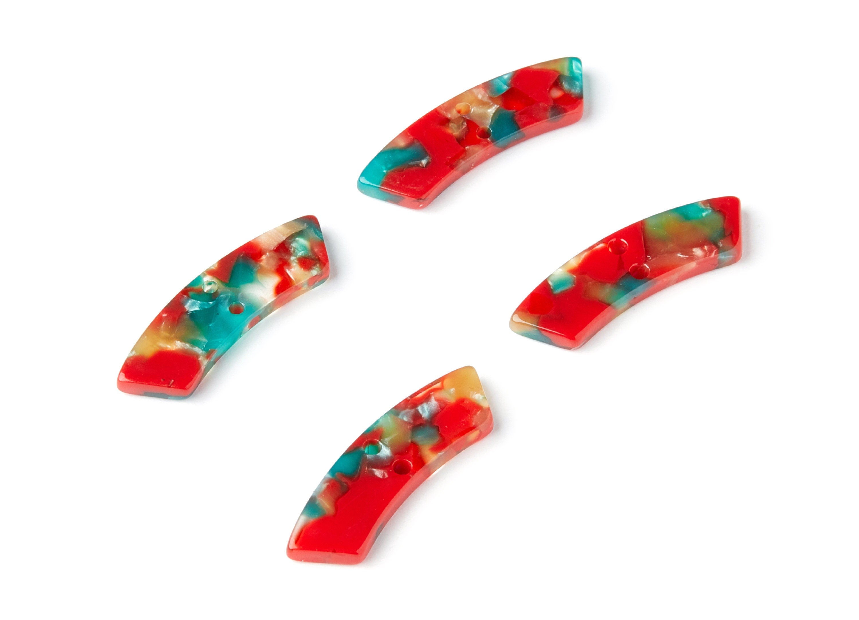 Acetate Irregular Earring Charms - Irregular Pendant With 2 Holes - Jewelry Supplies - Color Code: A46 - 31.1x9.79x2.66mm - AC1371J - DOMEDBAZAAR