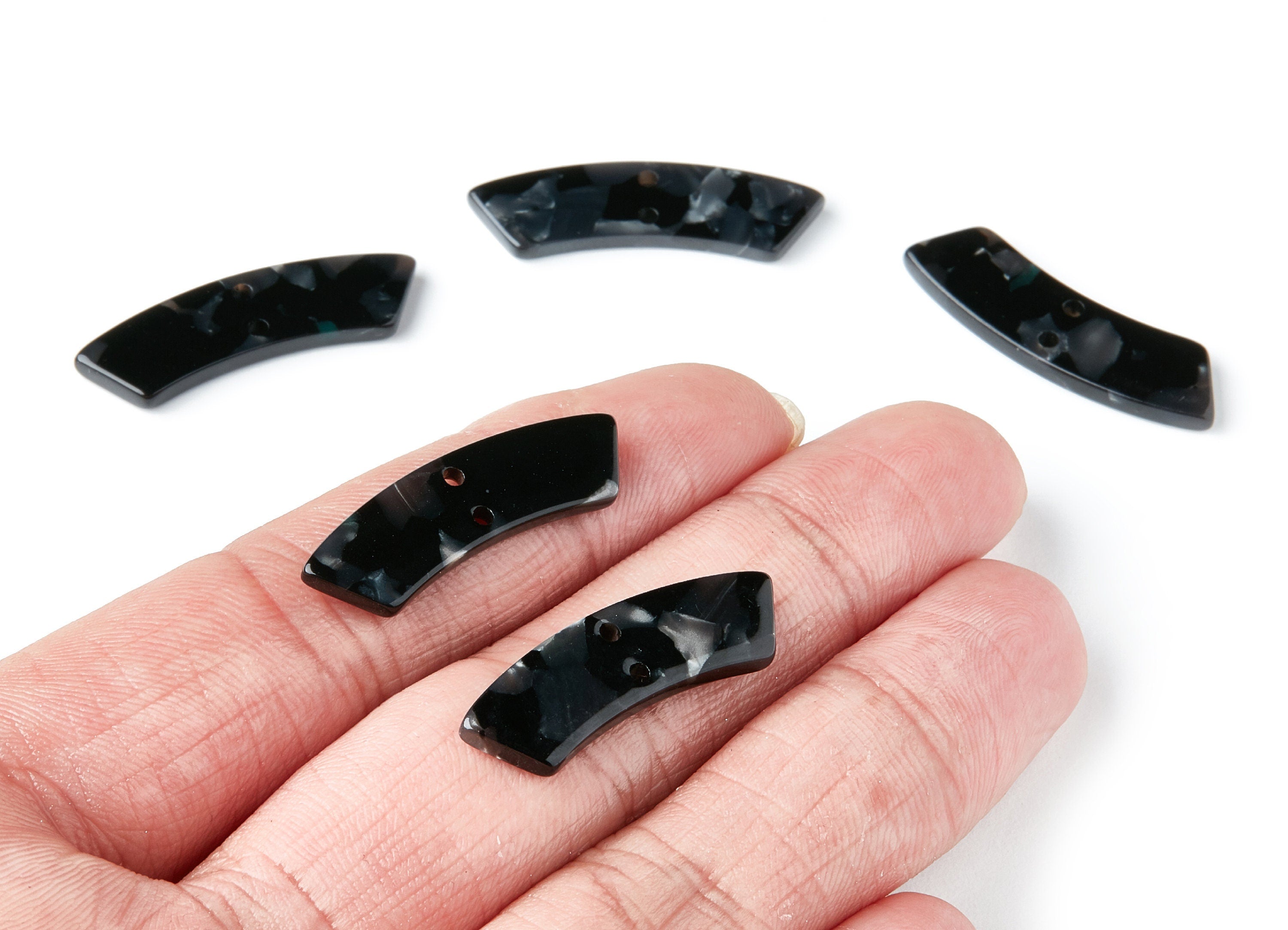 Acetate Acrylic Earring Charms - Tortoise Shell Earrings - Irregular Shaped with 2 Holes - Color Code: A48 - 31.1x9.79x2.66mm - AC1371K - DOMEDBAZAAR