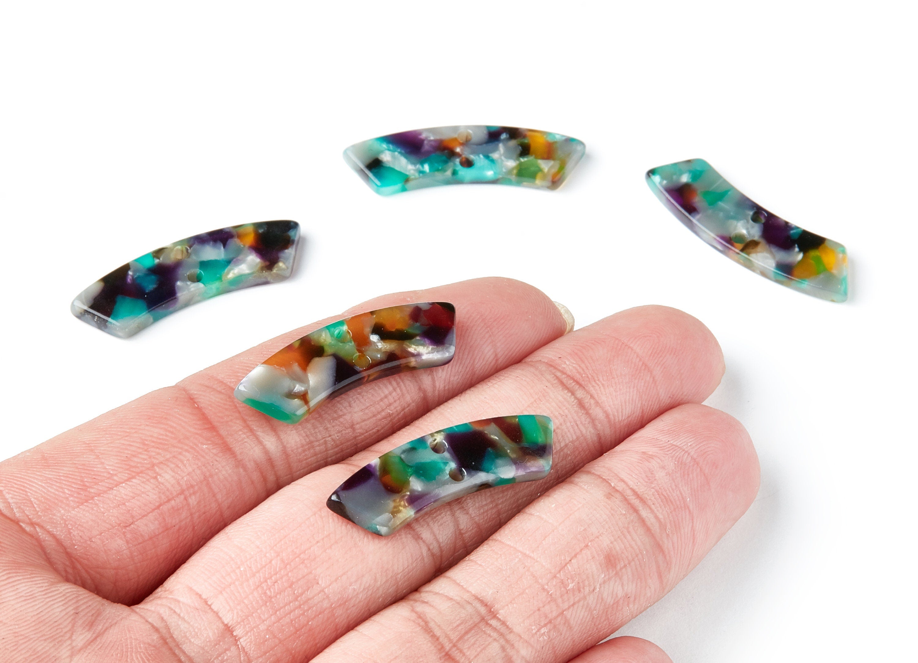 Acetate Irregular Earring Charms - Irregular Pendant With 2 Holes - Jewelry Supplies - Color Code: A50 - 31.1x9.79x2.66mm - AC1371S - DOMEDBAZAAR