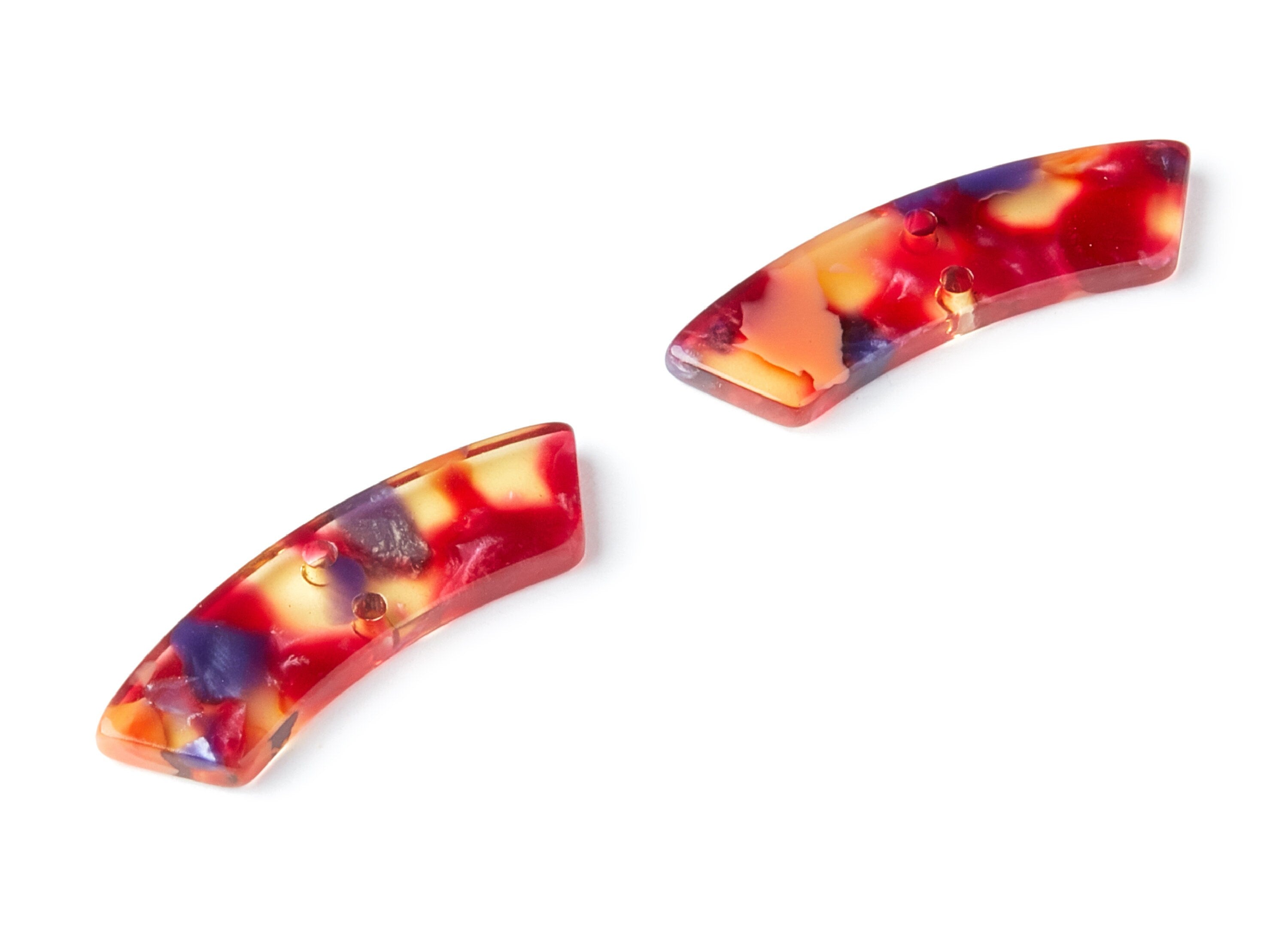 Acetate Acrylic Earring Charms - Tortoise Shell Earrings - Irregular Shaped with 2 Holes - Color Code: A44 - 31.1x9.79x2.66mm - AC1371T - DOMEDBAZAAR