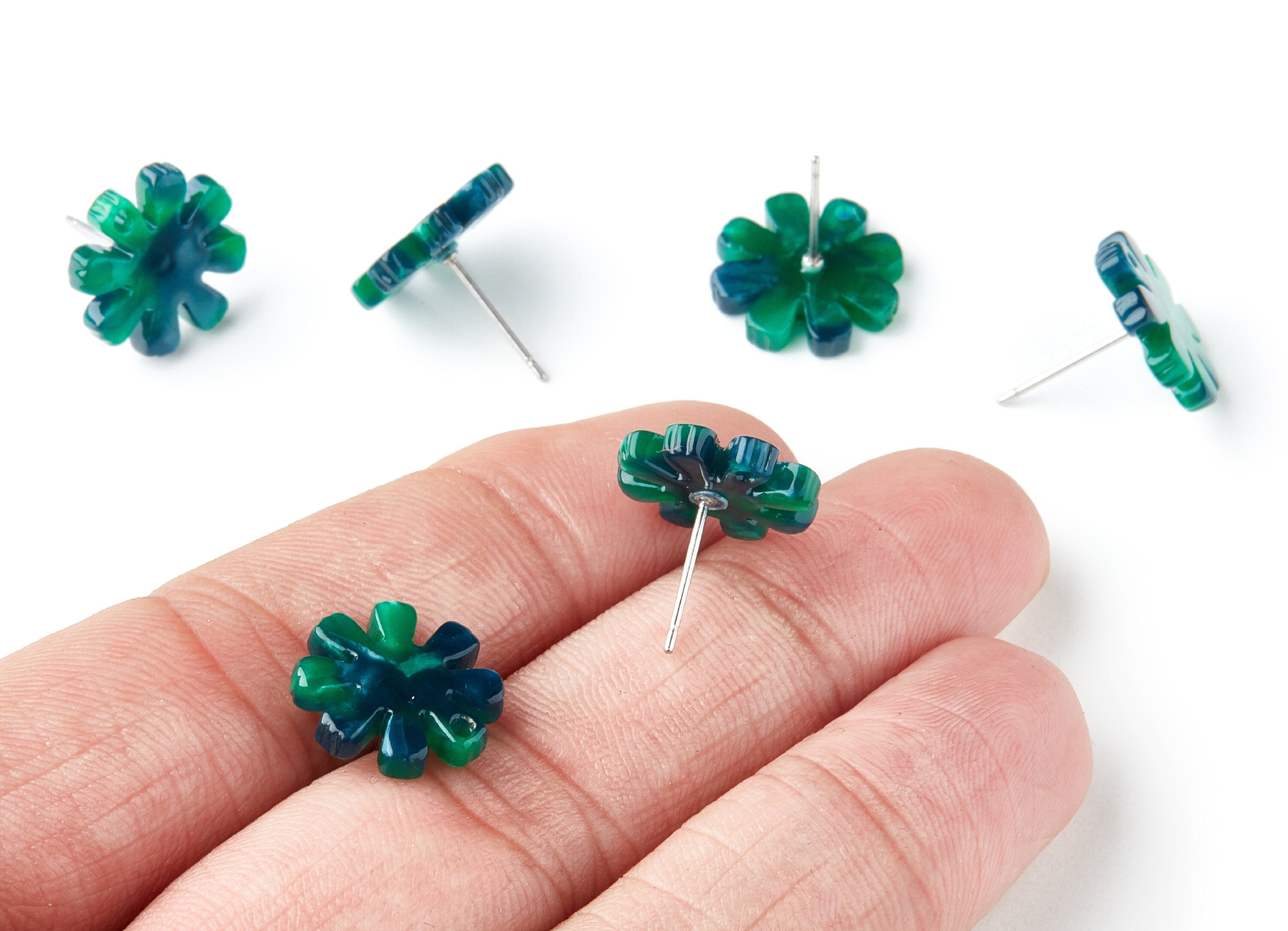 Acetate Flower Earring Charms - Acetate Flower Pendant - Earring Findings - Jewelry Supplies - Color Code:A13 - 14.48x14.04x2.65mm - AC1335C - DOMEDBAZAAR
