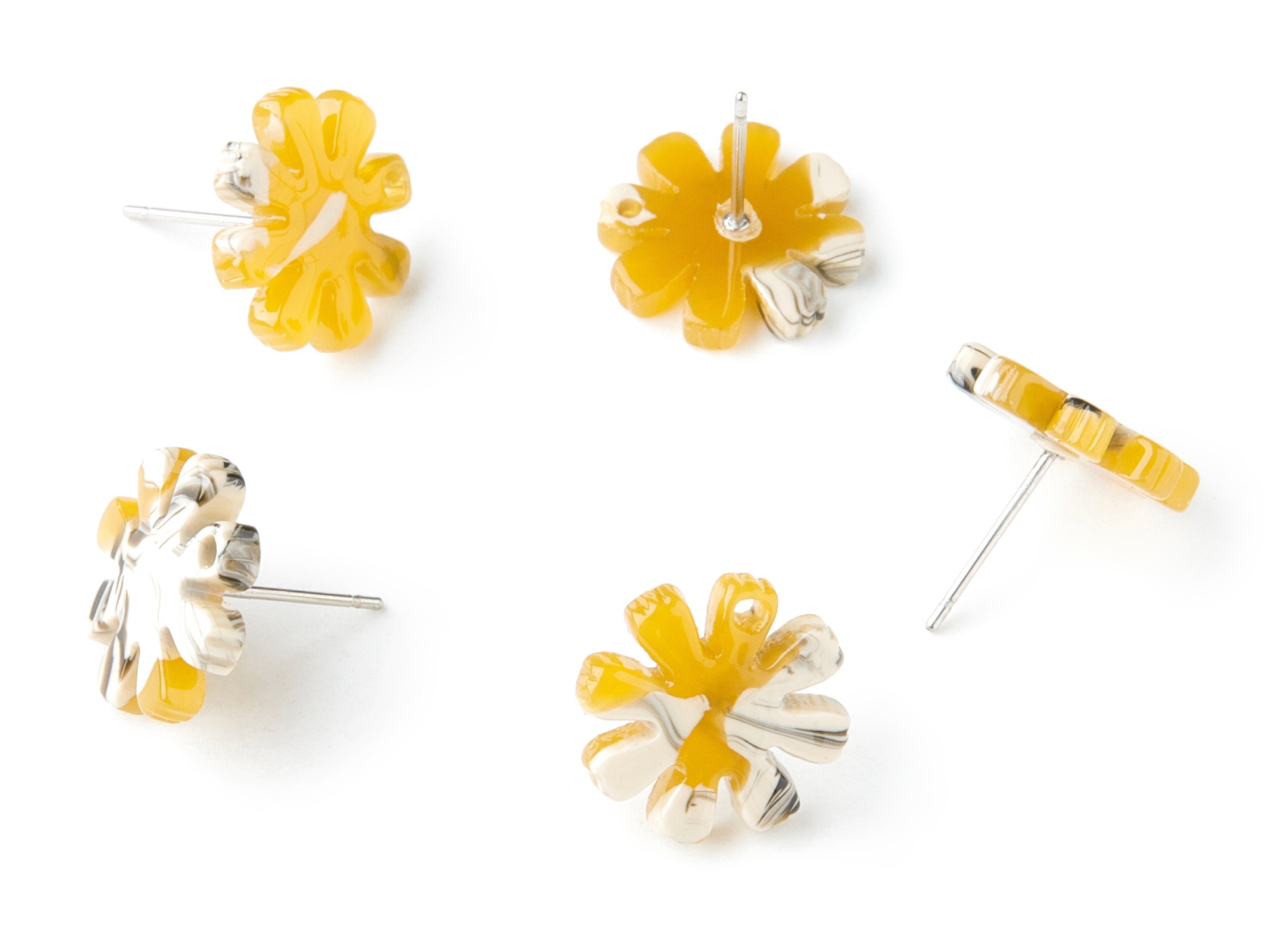 Acetate Flower Earring Post - Flower Earring Stud - Earring Post - Jewelry Supplies - Color Code:A14 - 14.48x14.04x2.65mm - AC1335D - DOMEDBAZAAR