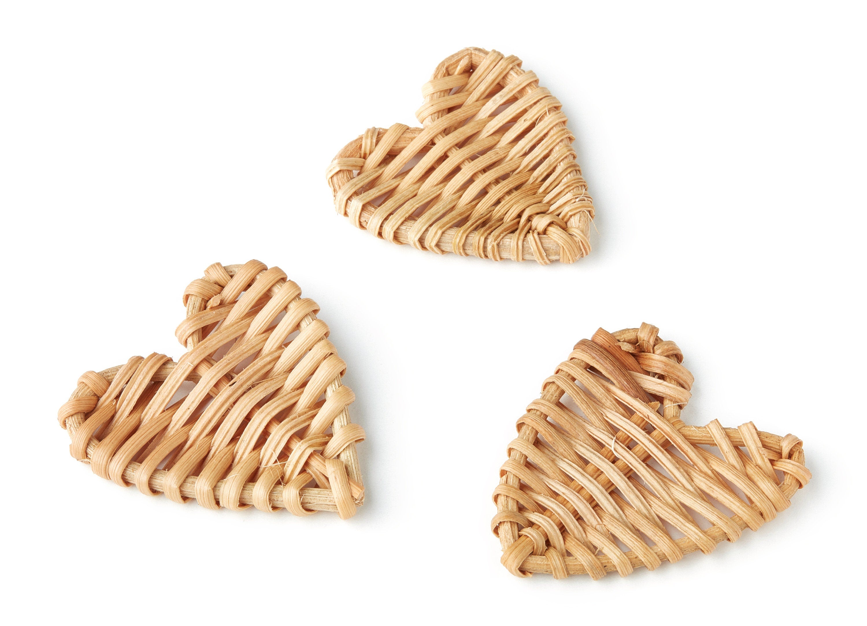 Handwoven Rattan Earrings - Heart Shaped Rattan Pendant - Wooden Straw Earring - Jewelery Handmade - 42x42.5x5.5mm - RT1093 - DOMEDBAZAAR