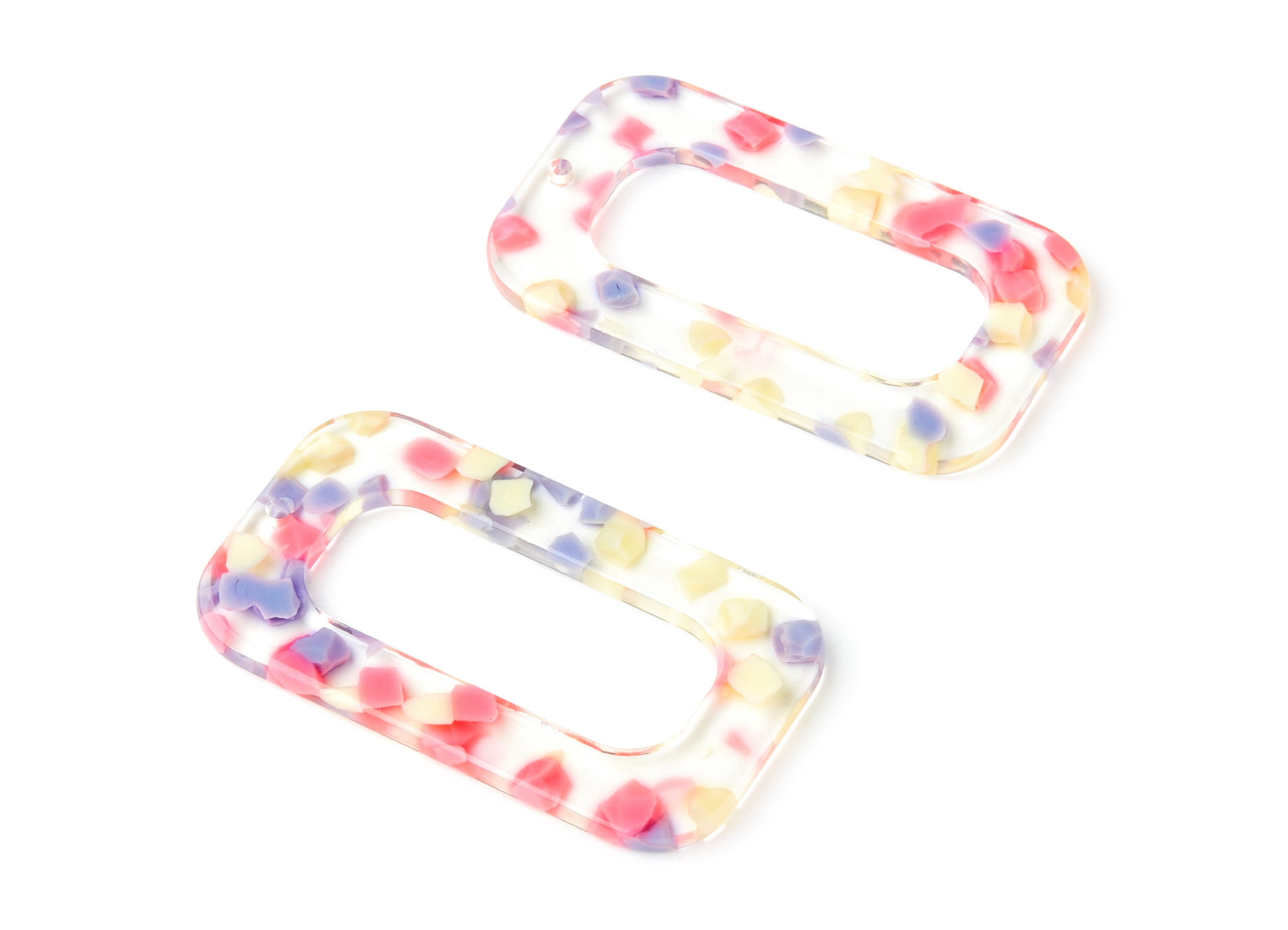 Acetate Acrylic Frame Earring Charms - Acetate Frame Pendant - Jewelry Supplies - Color Code: A168 - 49.63x28.89x2.64mm - AC1249B - DOMEDBAZAAR