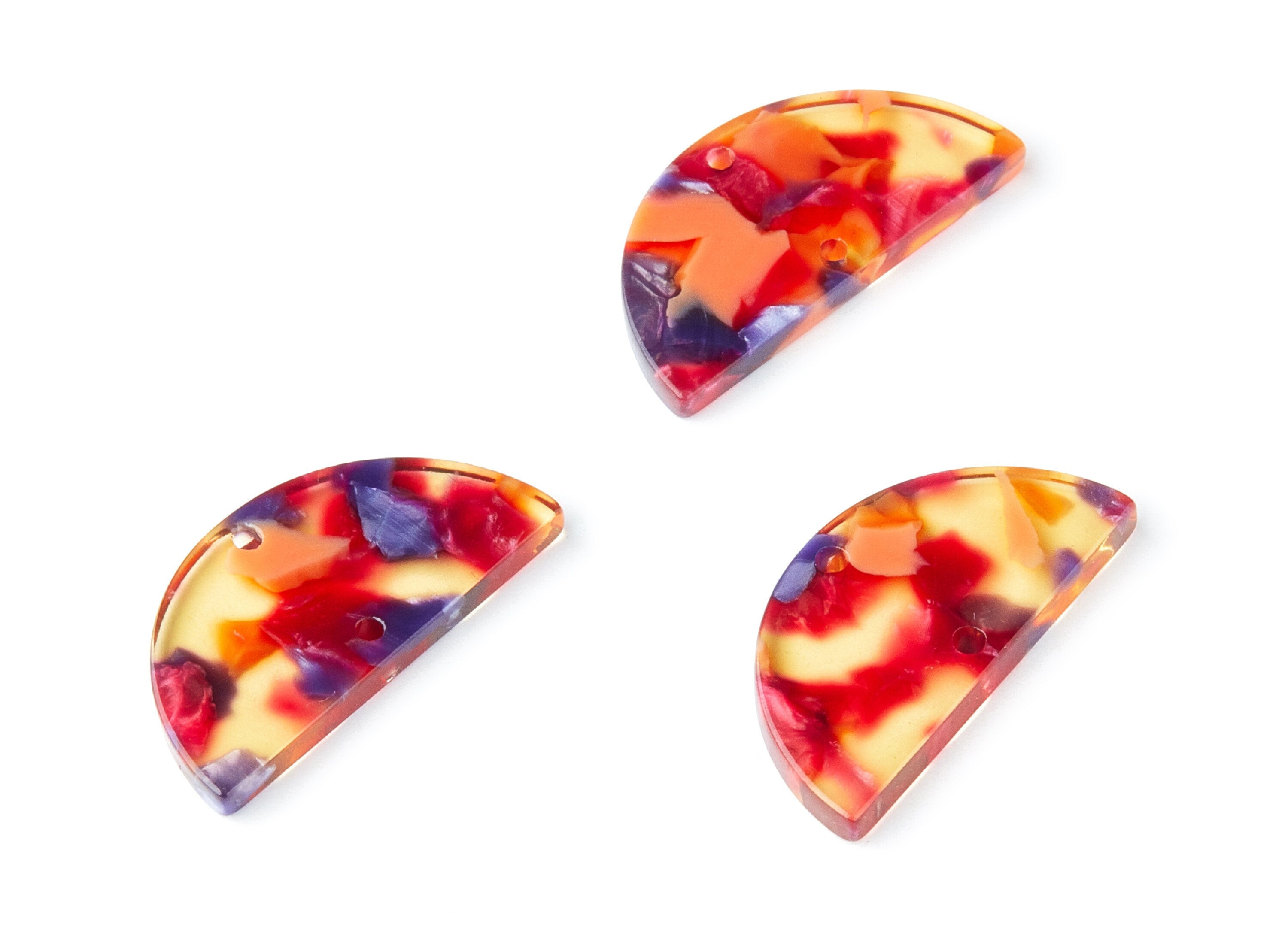Acetate Semicircle Connectors Charms - 2 Hole - Semicircle Earrings - Earring Findings - Color Code: A44 - 15x30x2.6mm - AC1061D - DOMEDBAZAAR
