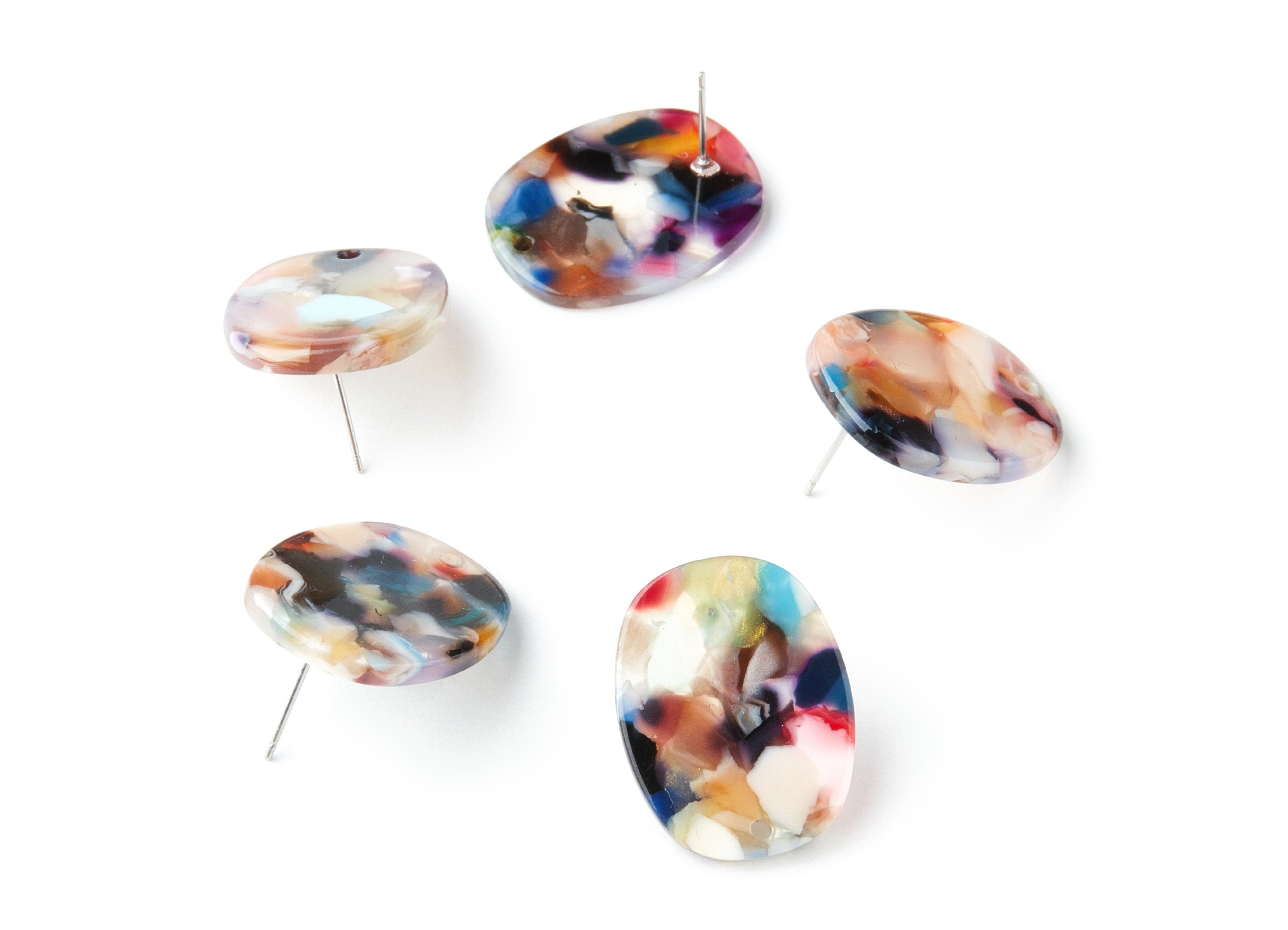Acetate Oval Earring Stud - Oval Earring Post - Earring Post - Jewelry Supplies - Color Code: A60 - 26.6x20.6x2.7mm - AC1002A - DOMEDBAZAAR