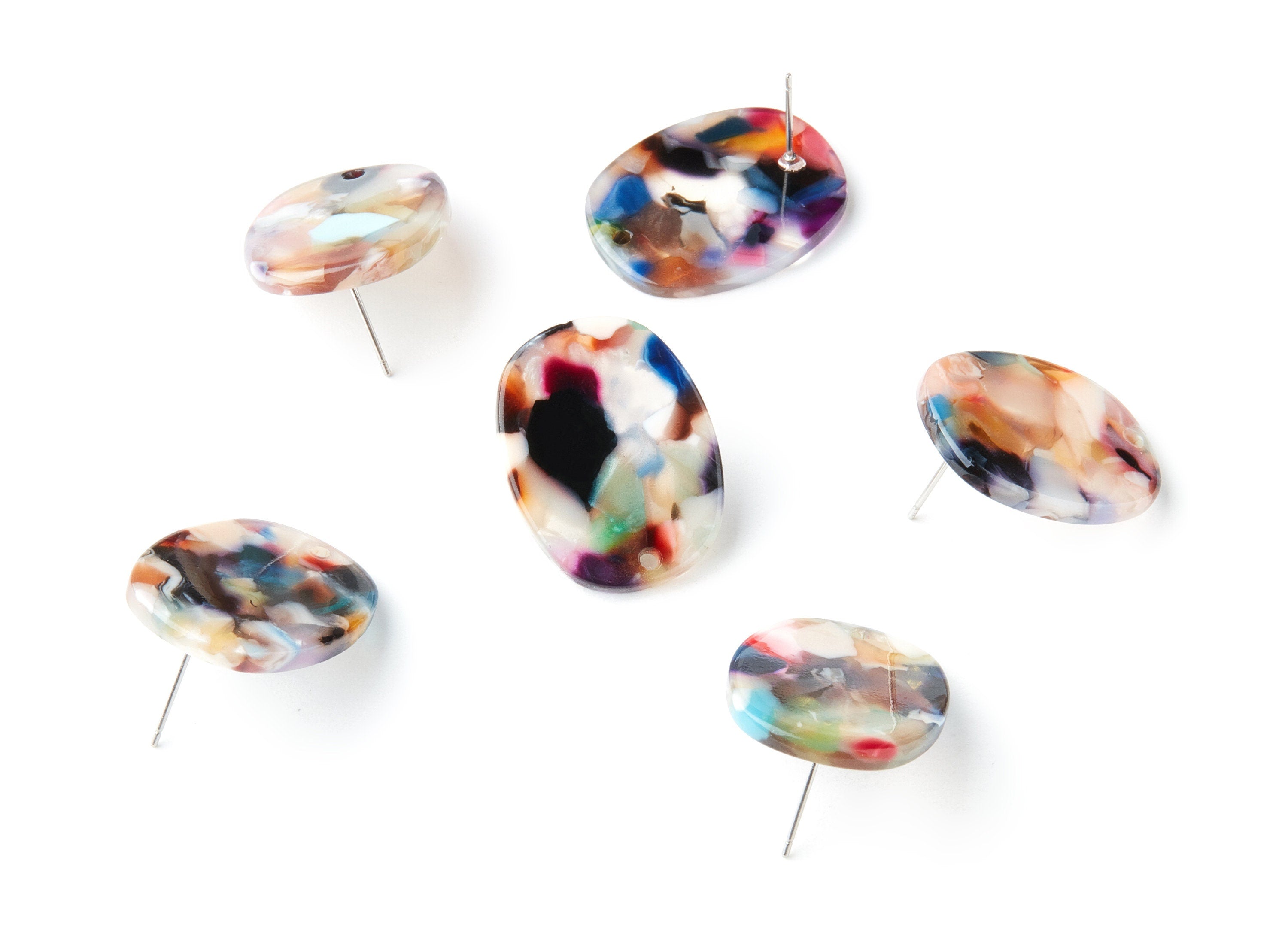 Acetate Oval Earring Stud - Oval Earring Post - Earring Post - Jewelry Supplies - Color Code: A60 - 26.6x20.6x2.7mm - AC1002A - DOMEDBAZAAR