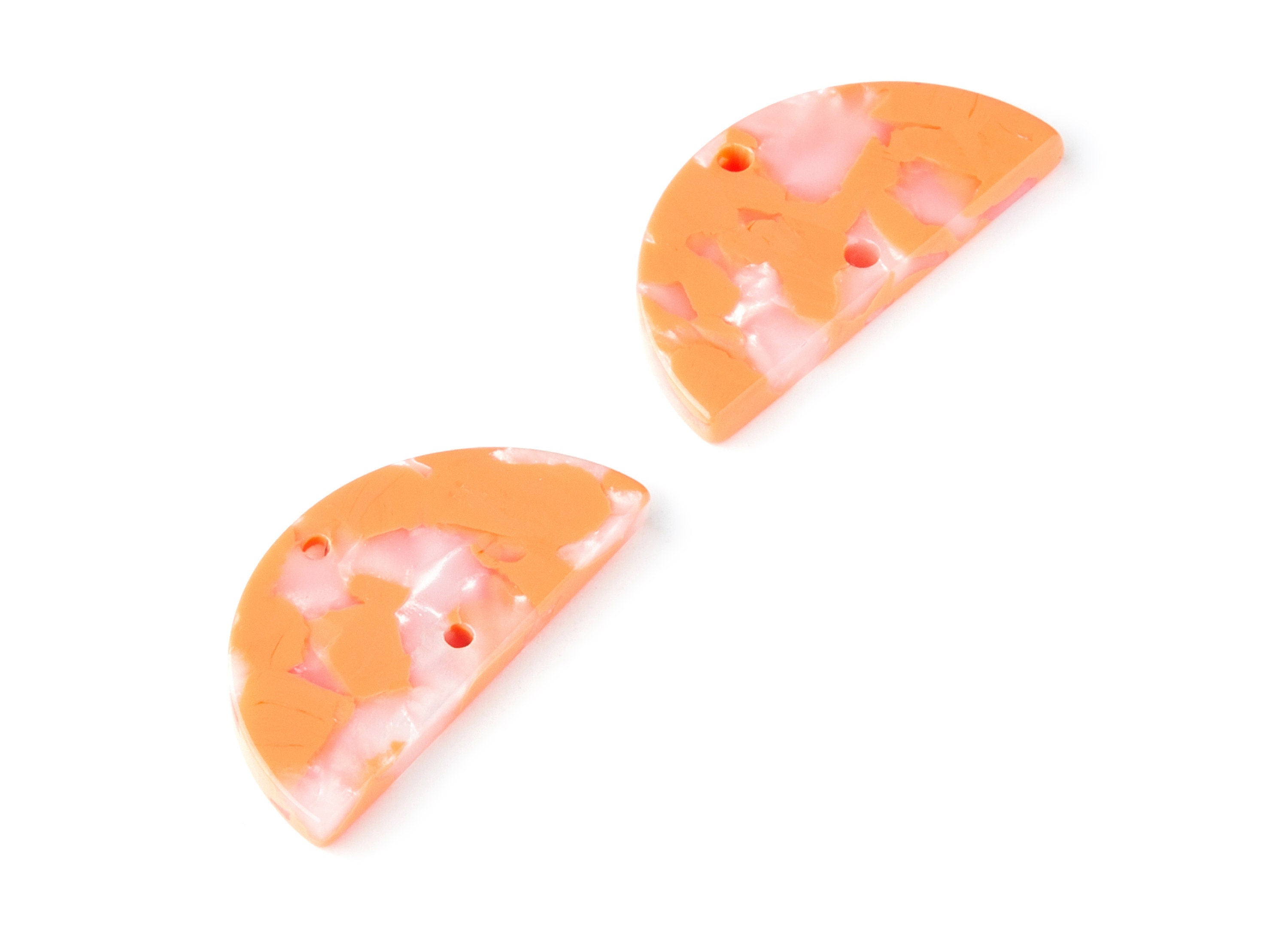 Acetate Semicircle Connectors Charms - 2 Hole - Semicircle Earrings - Earring Findings - Color Code: A39 - 15x30x2.6mm - AC1061F - DOMEDBAZAAR