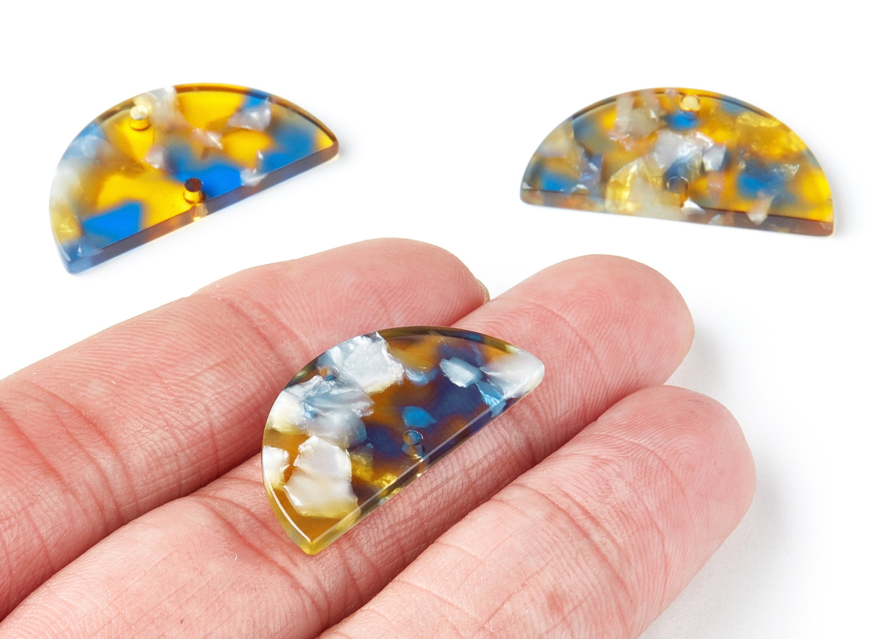 Acetate Semicircle Connectors Charms - 2 Hole - Semicircle Earrings - Earring Findings - Color Code: A40 - 15x30x2.6mm - AC1061G - DOMEDBAZAAR