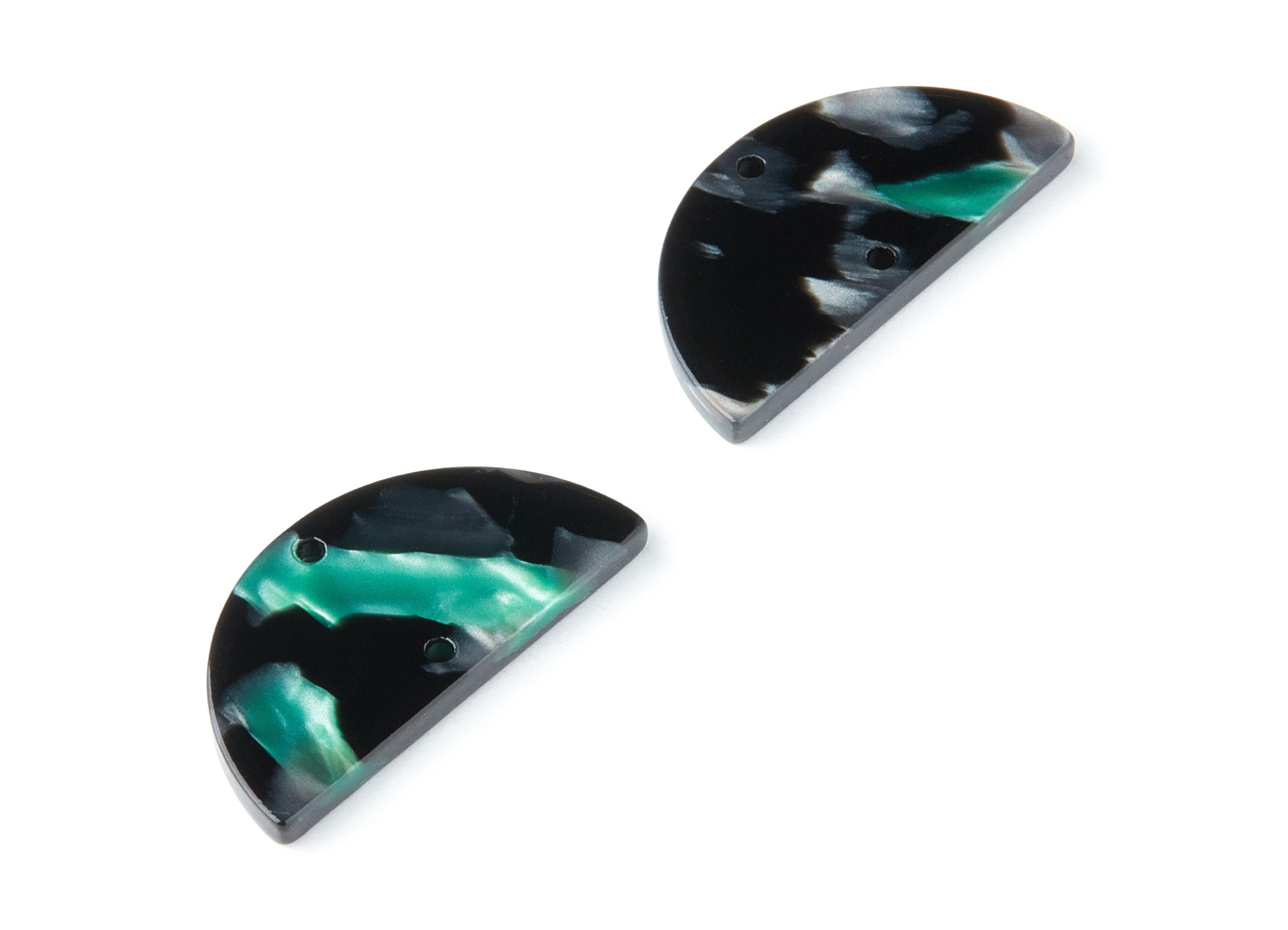 Acetate Semicircle Connectors Charms - 2 Hole - Semicircle Earrings - Earring Findings - Color Code: A49 - 15x30x2.6mm - AC1061K - DOMEDBAZAAR