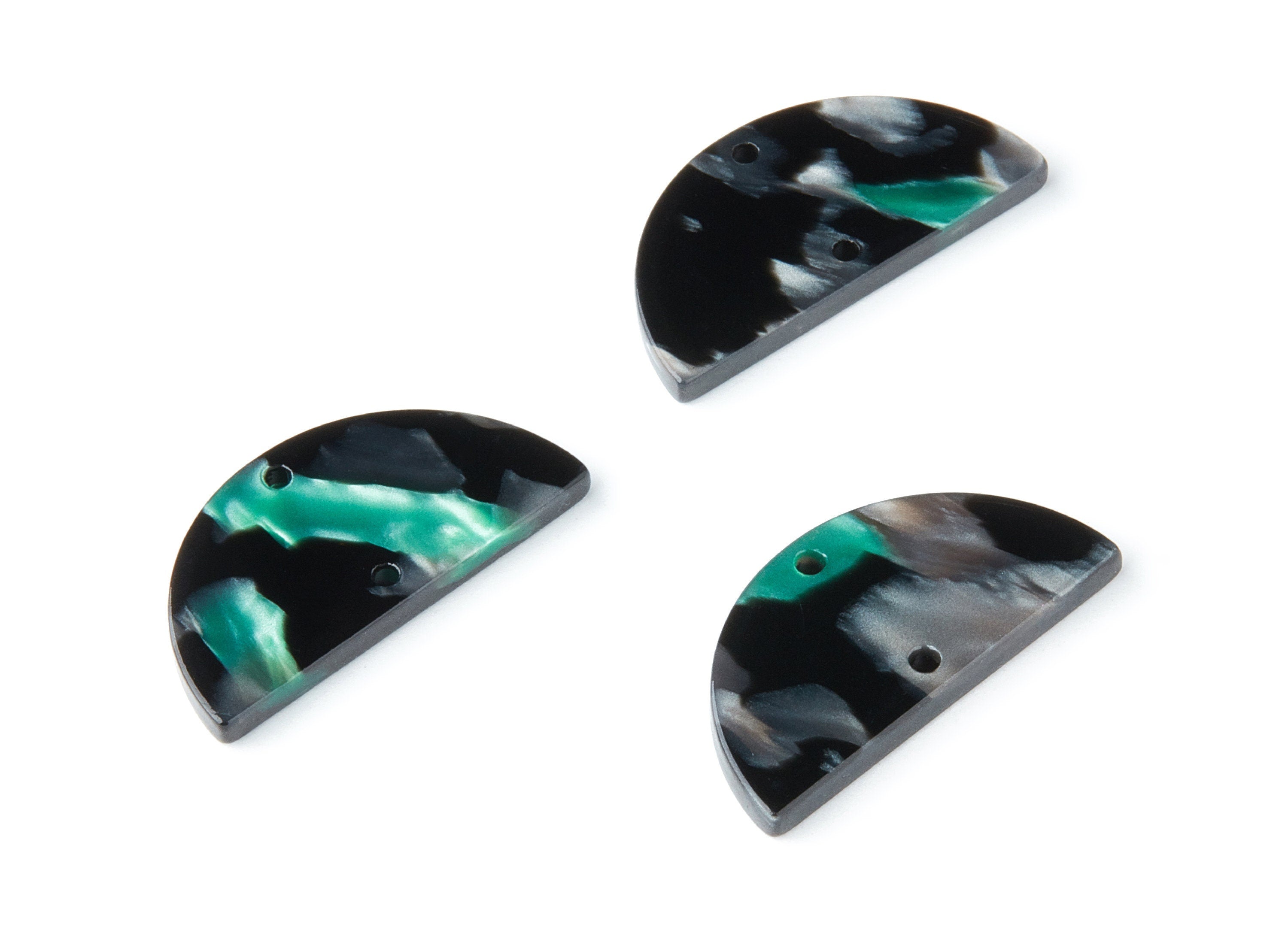 Acetate Semicircle Connectors Charms - 2 Hole - Semicircle Earrings - Earring Findings - Color Code: A49 - 15x30x2.6mm - AC1061K - DOMEDBAZAAR