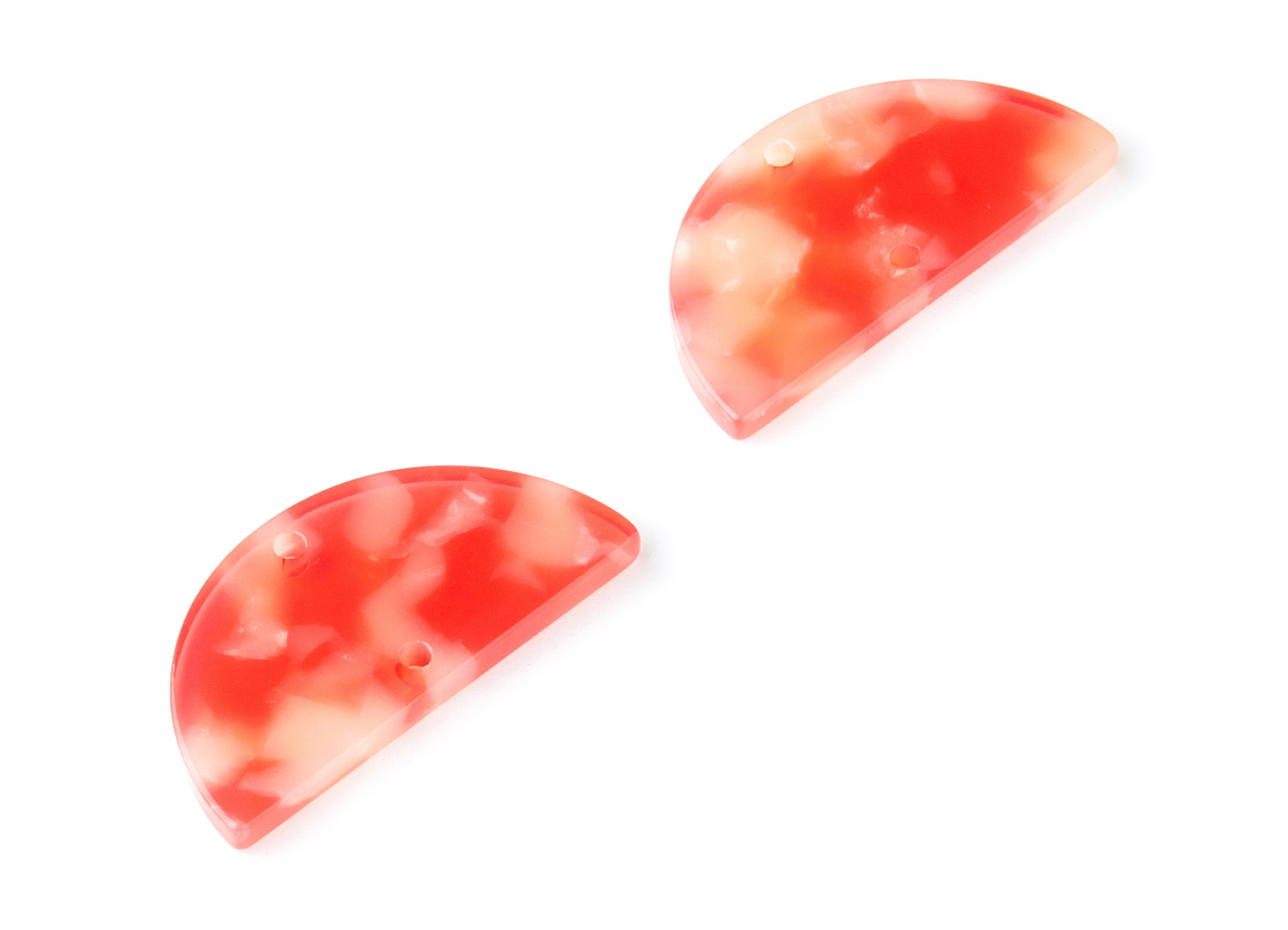 Acetate Semicircle Connectors Charms - 2 Hole - Semicircle Earrings - Earring Findings - Color Code: A34 - 15x30x2.6mm - AC1061L - DOMEDBAZAAR