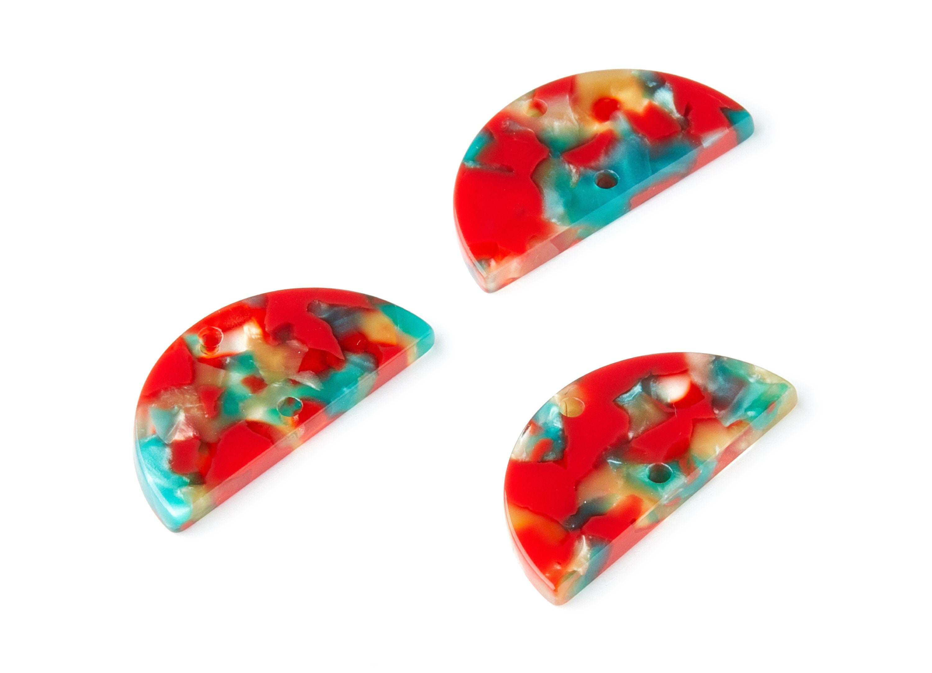 Acetate Semicircle Connectors Charms - 2 Hole - Semicircle Earrings - Earring Findings - Color Code: A46 - 15x30x2.6mm - AC1061M - DOMEDBAZAAR
