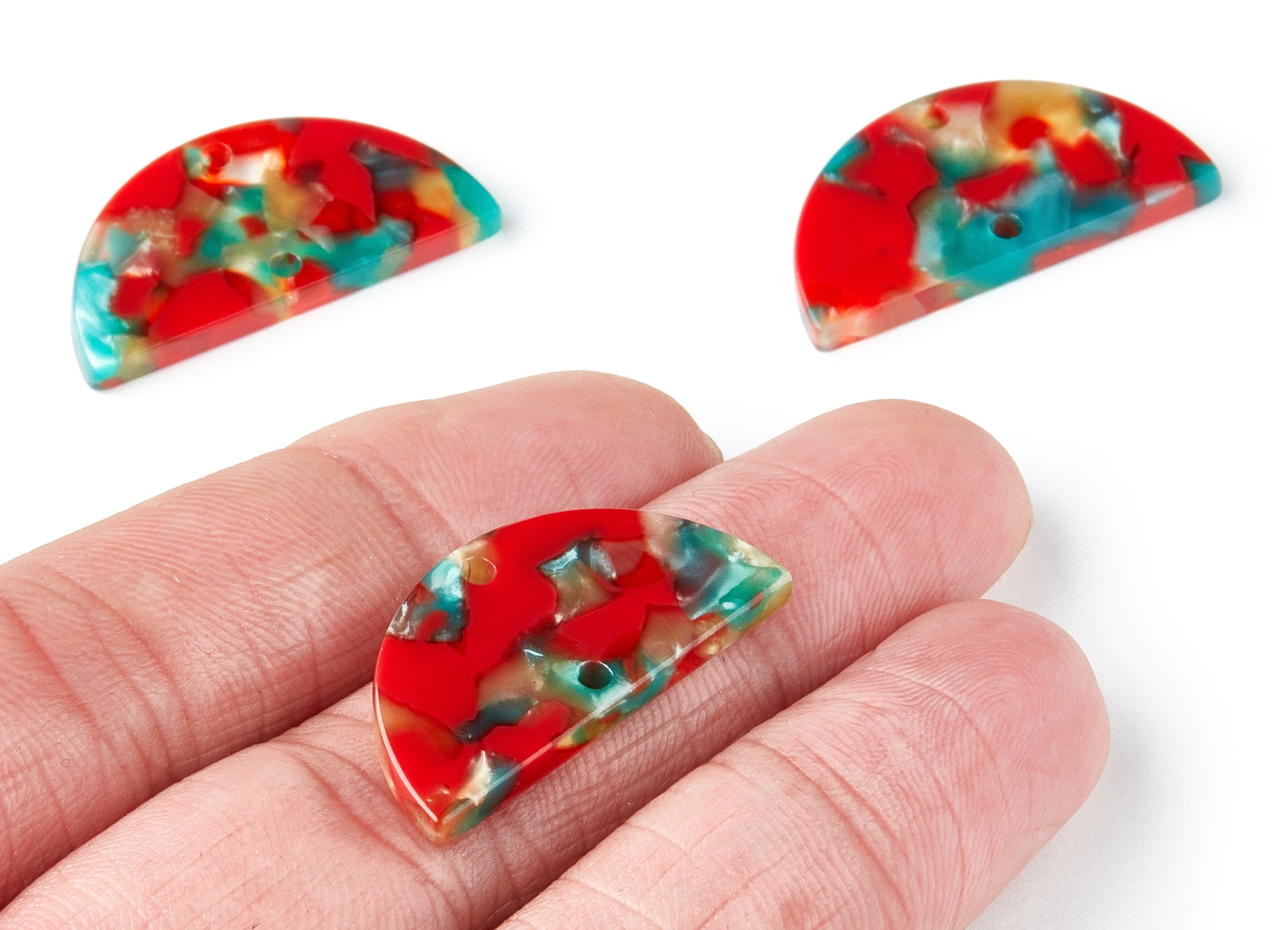 Acetate Semicircle Connectors Charms - 2 Hole - Semicircle Earrings - Earring Findings - Color Code: A46 - 15x30x2.6mm - AC1061M - DOMEDBAZAAR