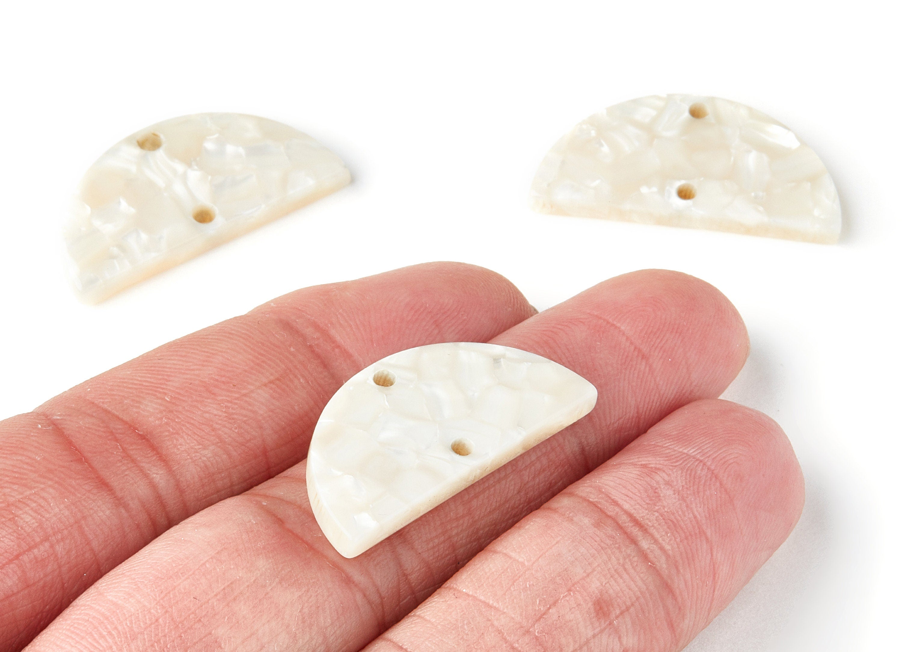 Acetate Semicircle Connectors Charms - 2 Hole - Semicircle Earrings - Earring Findings - Color Code: A33 - 15x30x2.6mm - AC1061O - DOMEDBAZAAR