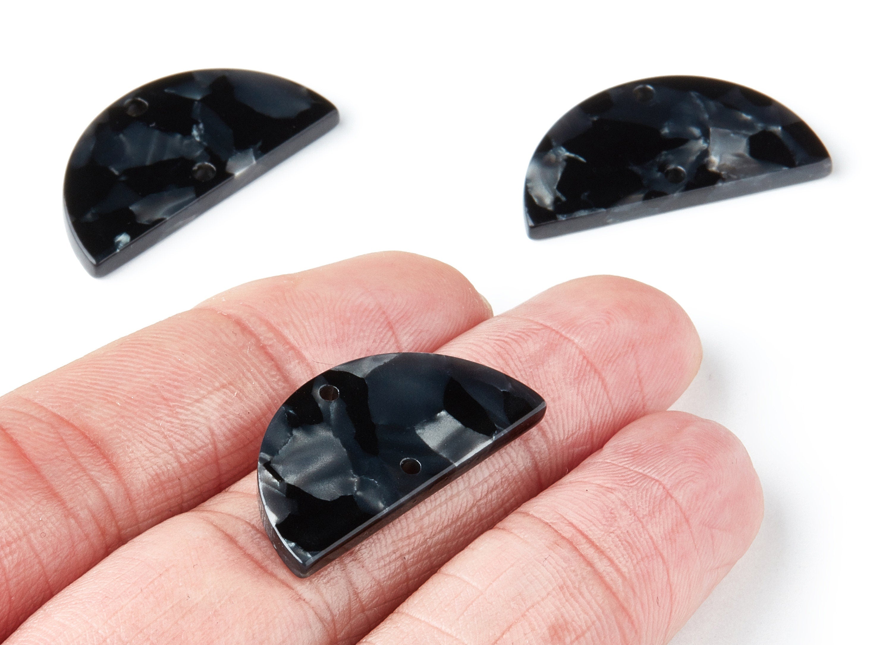 Acetate Semicircle Connectors Charms - 2 Hole - Semicircle Earrings - Earring Findings - Color Code: A48 - 15x30x2.6mm - AC1061S - DOMEDBAZAAR