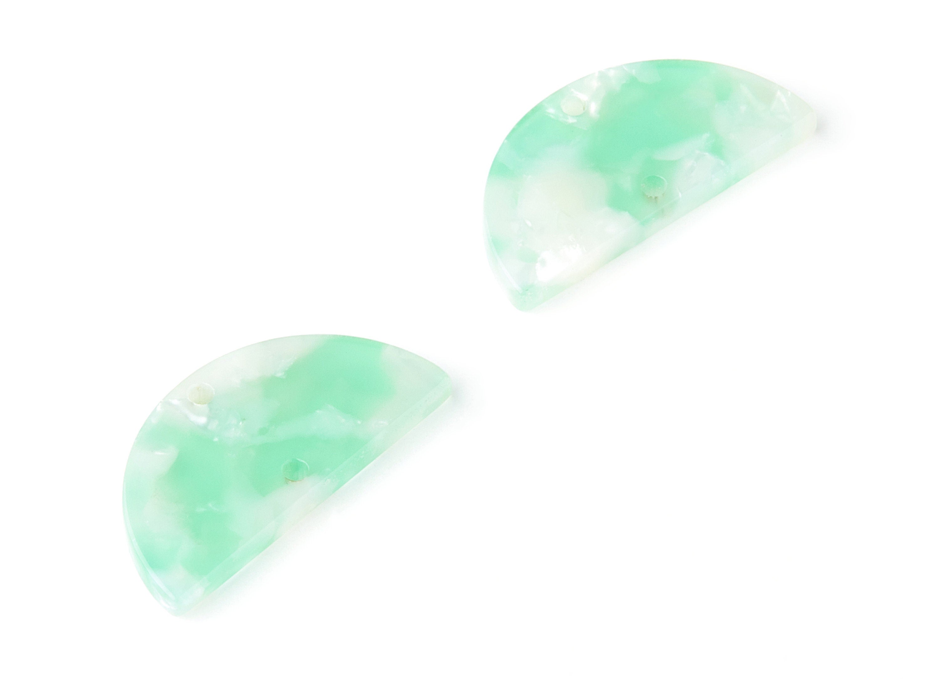 Acetate Semicircle Connectors Charms - 2 Hole - Semicircle Earrings - Earring Findings - Color Code: A35 - 15x30x2.6mm - AC1061T - DOMEDBAZAAR