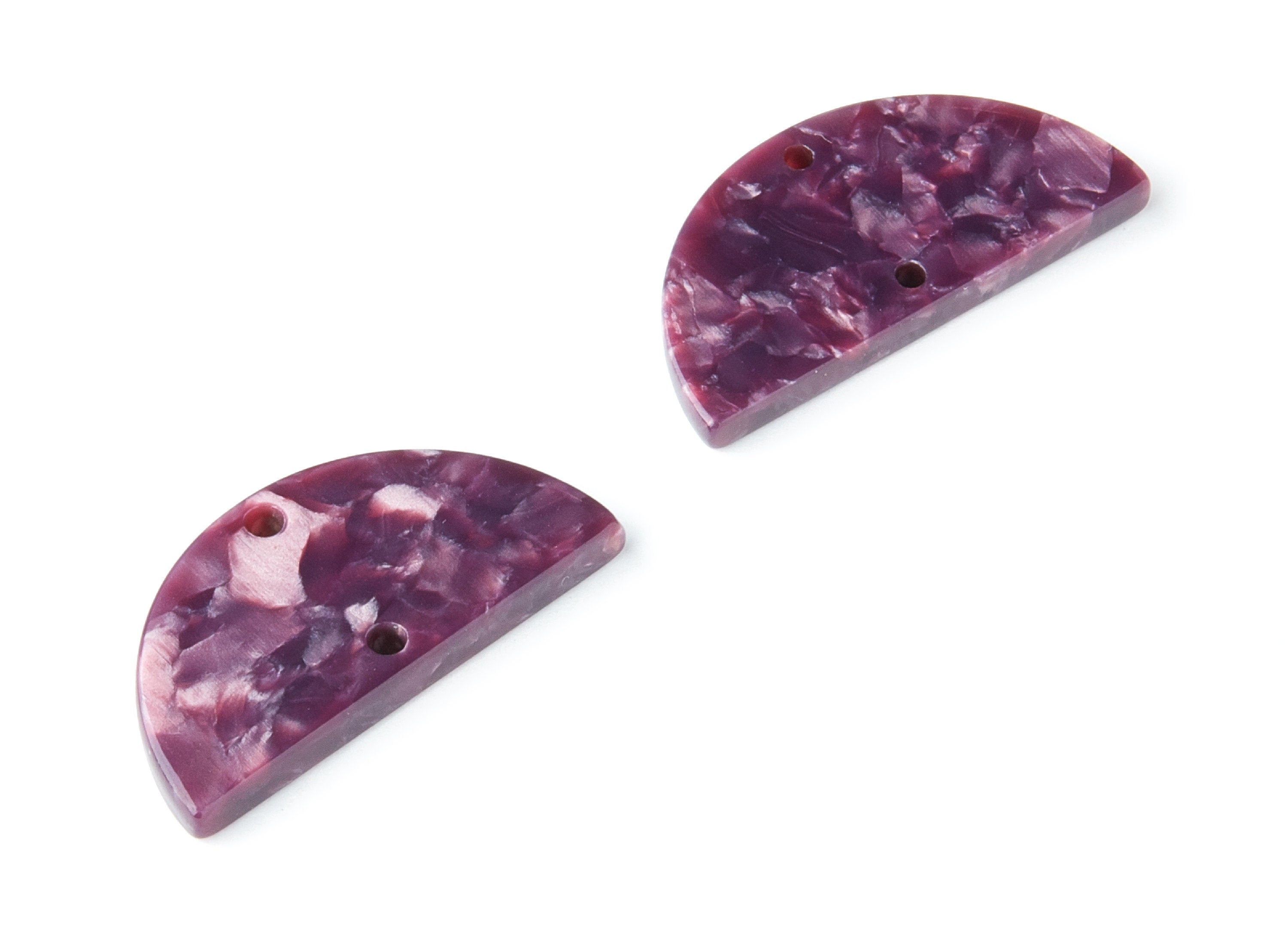 Acetate Semicircle Connectors Charms - 2 Holes - Semicircle Earrings - Earring Findings - Color Code: A41 - 15x30x2.6mm - AC1061U - DOMEDBAZAAR