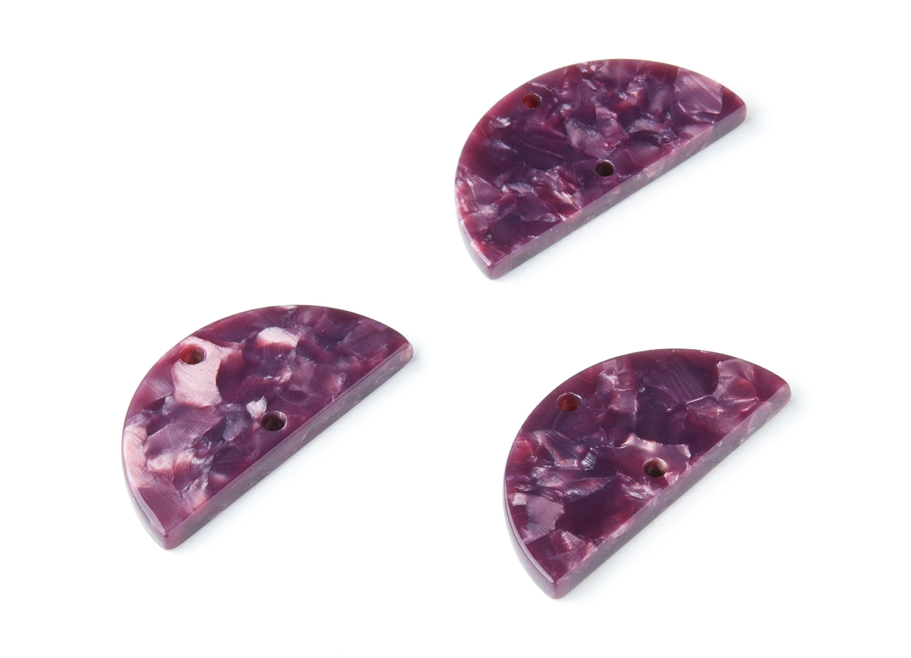 Acetate Semicircle Connectors Charms - 2 Holes - Semicircle Earrings - Earring Findings - Color Code: A41 - 15x30x2.6mm - AC1061U - DOMEDBAZAAR