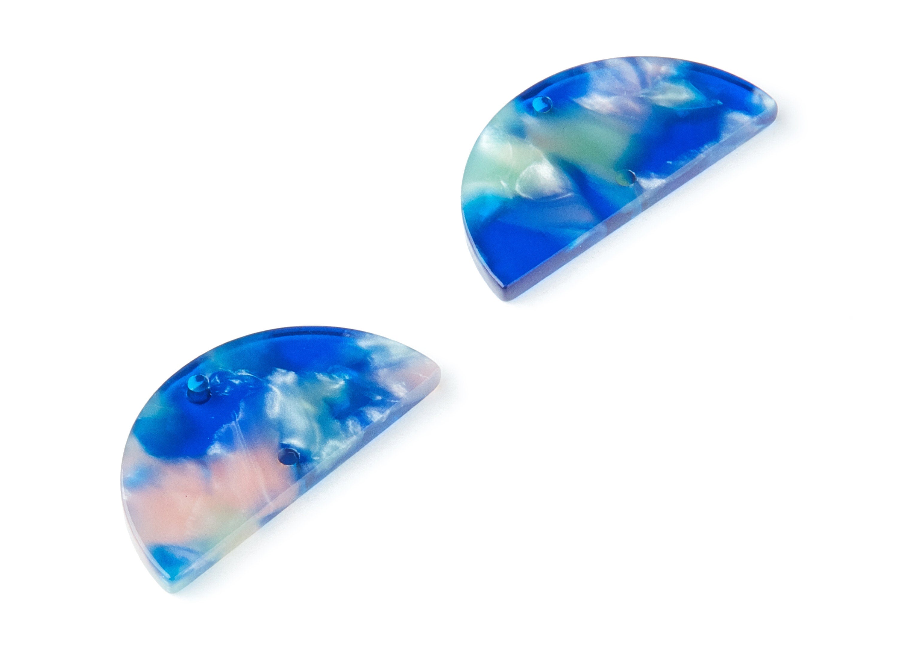 Acetate Semicircle Connectors Charms - 2 Hole - Semicircle Earrings - Earring Findings - Color Code: A37 - 15x30x2.6mm - AC1061V - DOMEDBAZAAR