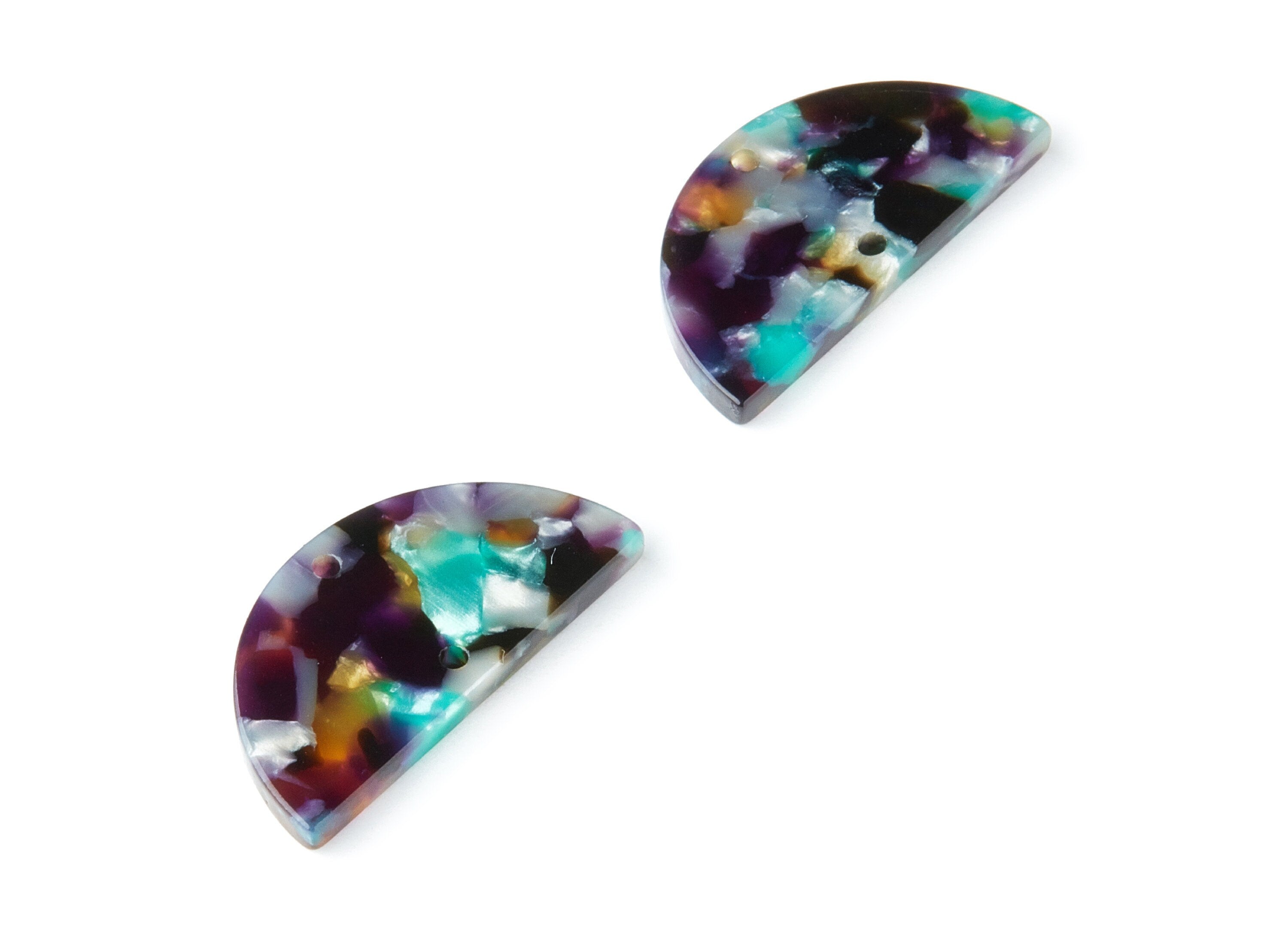 Acetate Semicircle Connectors Charms - 2 Holes - Semicircle Earrings - Earring Findings - Color Code: A50 - 15x30x2.6mm - AC1061X - DOMEDBAZAAR