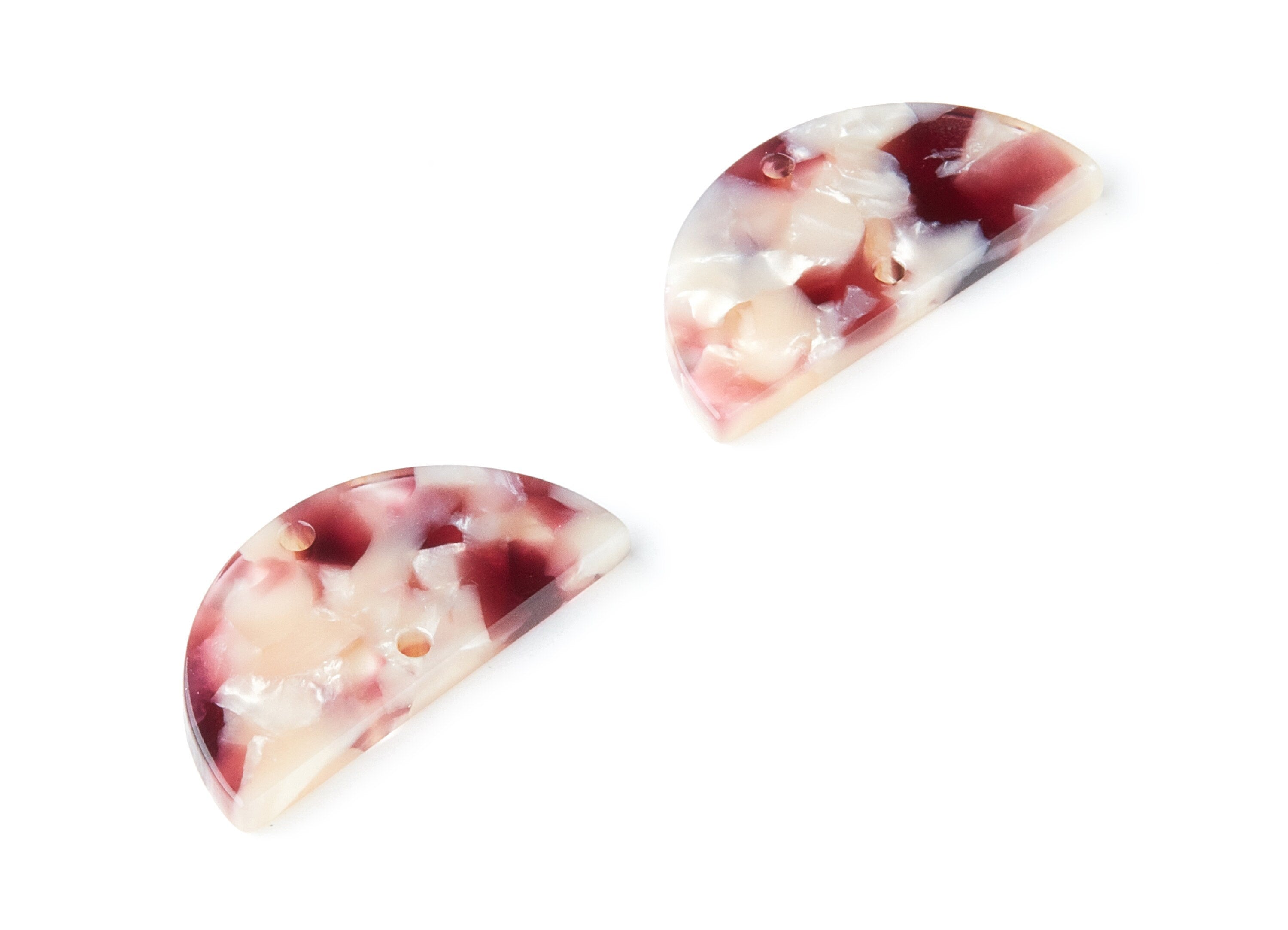 Acetate Semicircle Connectors Charms - 2 Hole - Semicircle Earrings - Earring Findings - Color Code: A42 - 15x30x2.6mm - AC1061Y - DOMEDBAZAAR