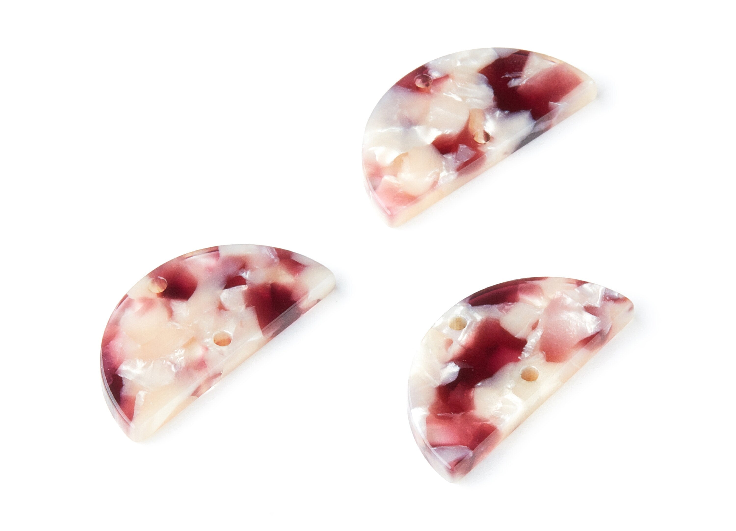 Acetate Semicircle Connectors Charms - 2 Hole - Semicircle Earrings - Earring Findings - Color Code: A42 - 15x30x2.6mm - AC1061Y - DOMEDBAZAAR