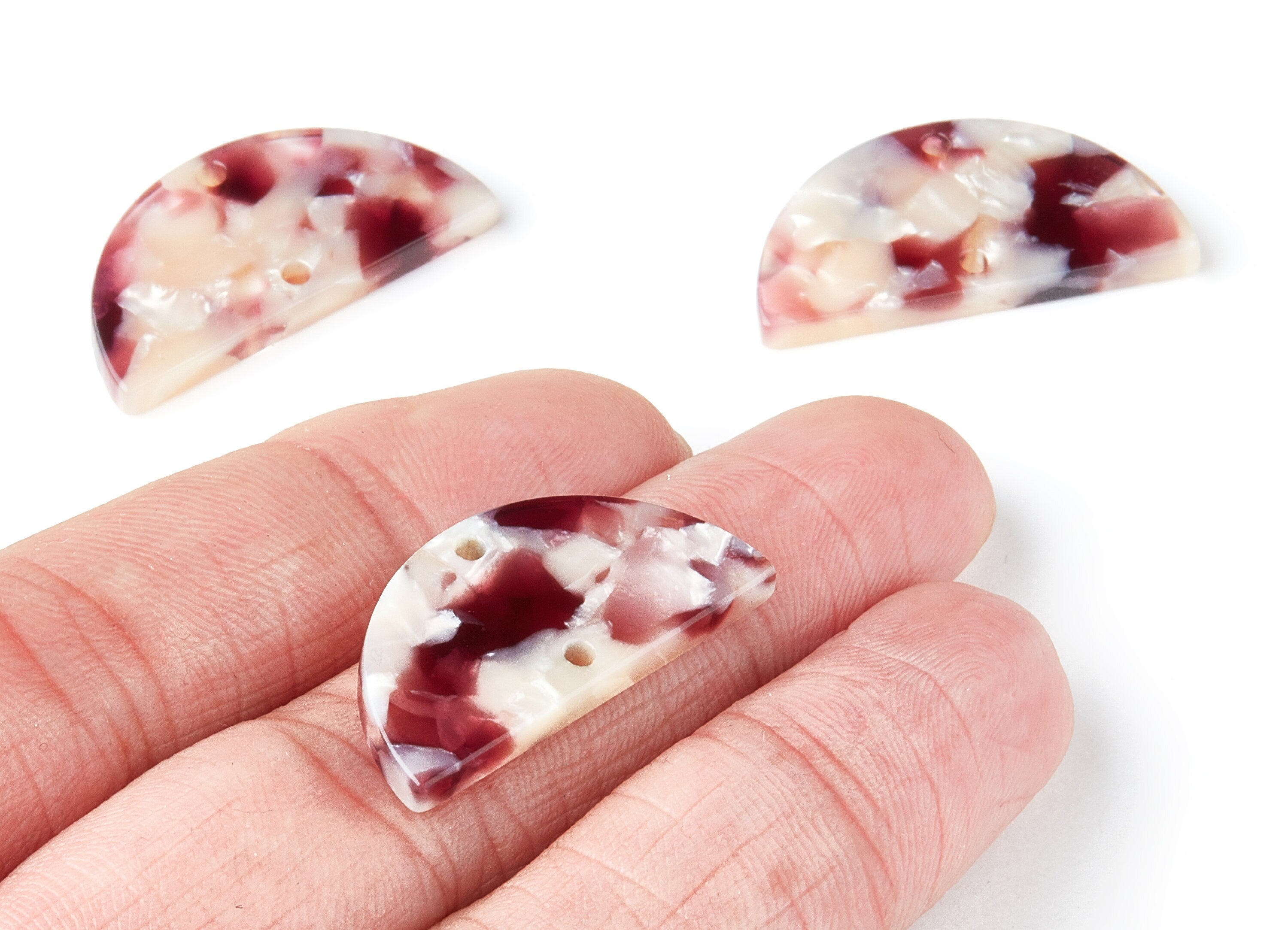 Acetate Semicircle Connectors Charms - 2 Hole - Semicircle Earrings - Earring Findings - Color Code: A42 - 15x30x2.6mm - AC1061Y - DOMEDBAZAAR