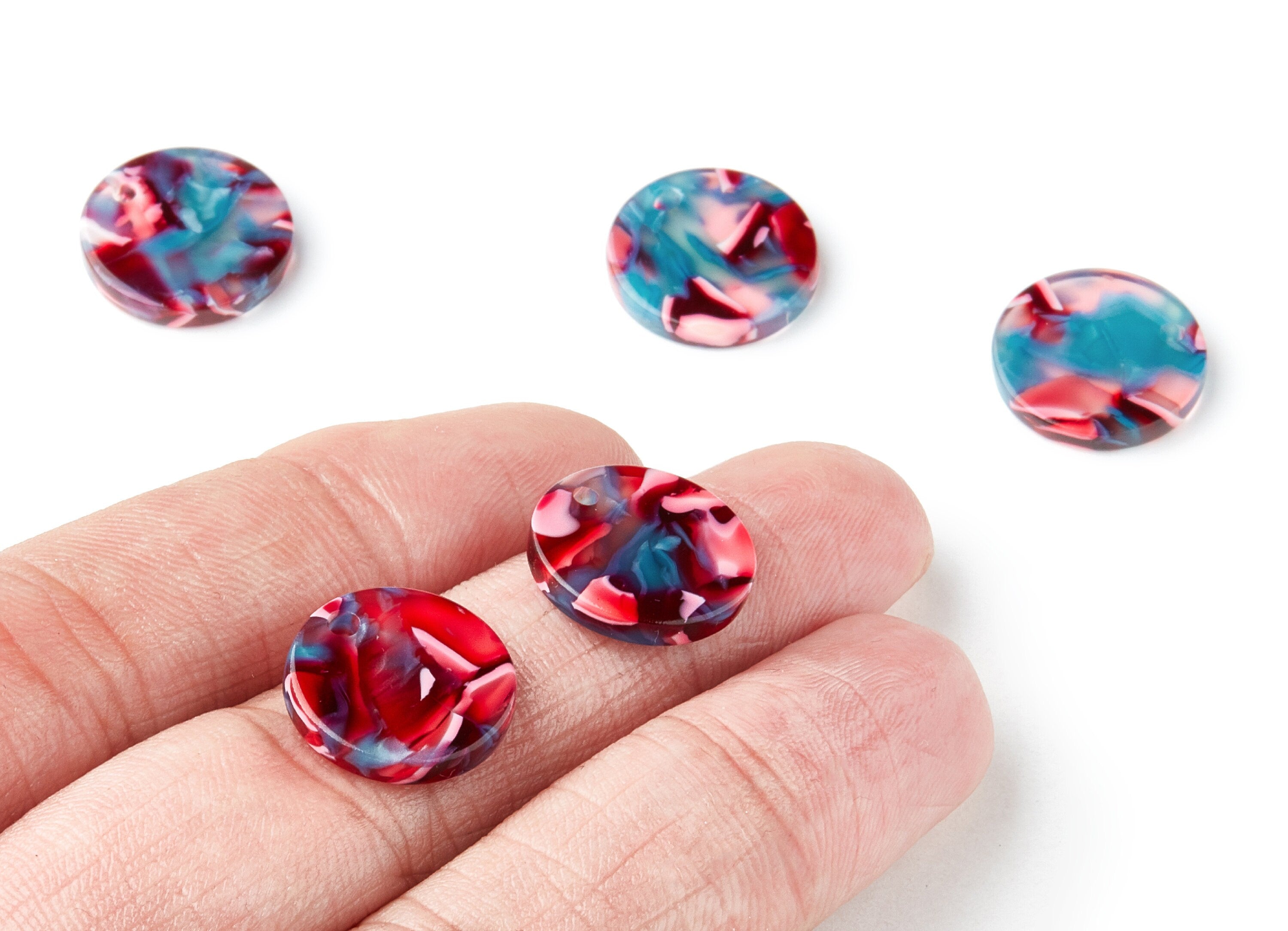 Acetate Coin & Round Charms - Coin and Round Earrings and Pendant - Earring Findings - Color Code: A24 - 15.3x15.3x2.78mm - AC1064AL - DOMEDBAZAAR
