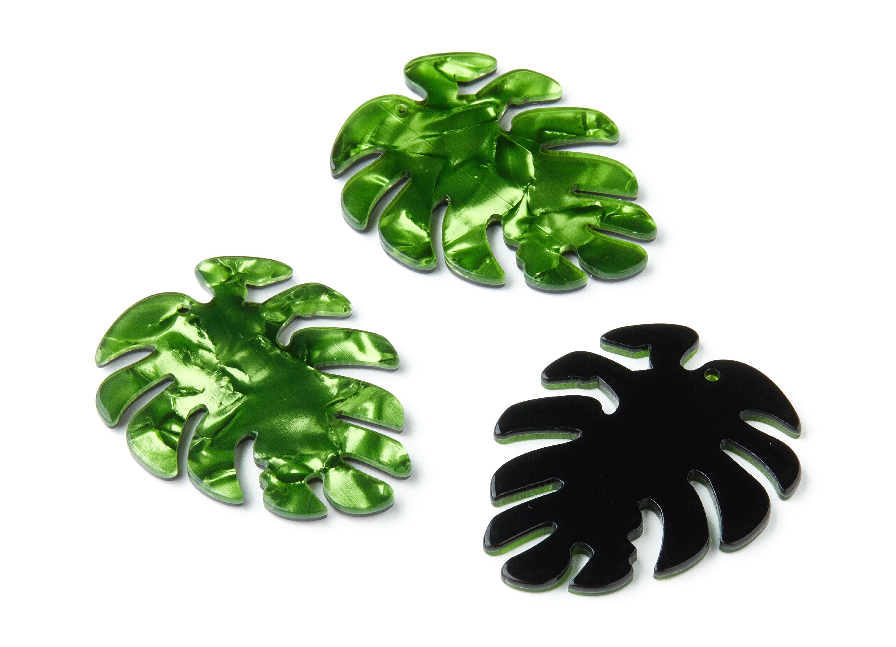 Acetate Leaf Earring Charms - Leaf Shaped Pendant - Earring Findings - Jewelry Supplies - Color Code: A223 - 45.15x38x2.38mm - AC1199H - DOMEDBAZAAR