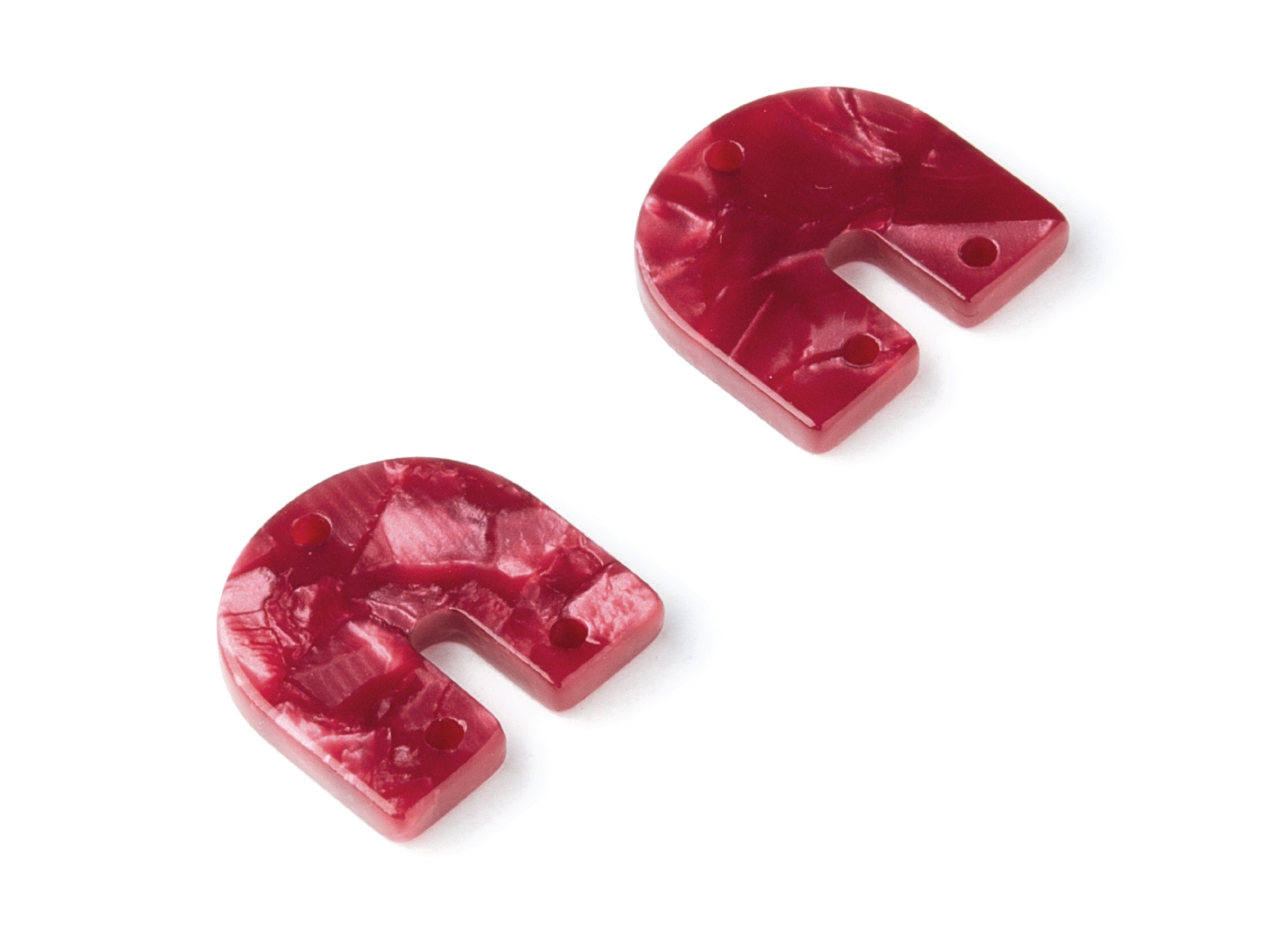 Acetate U Earring Charm With 3 Holes - U Shaped Pendant - Earring Findings - Jewelry Supplies - Color Code: A47 - 16.7x15.8x2.7mm - AC1353B - DOMEDBAZAAR