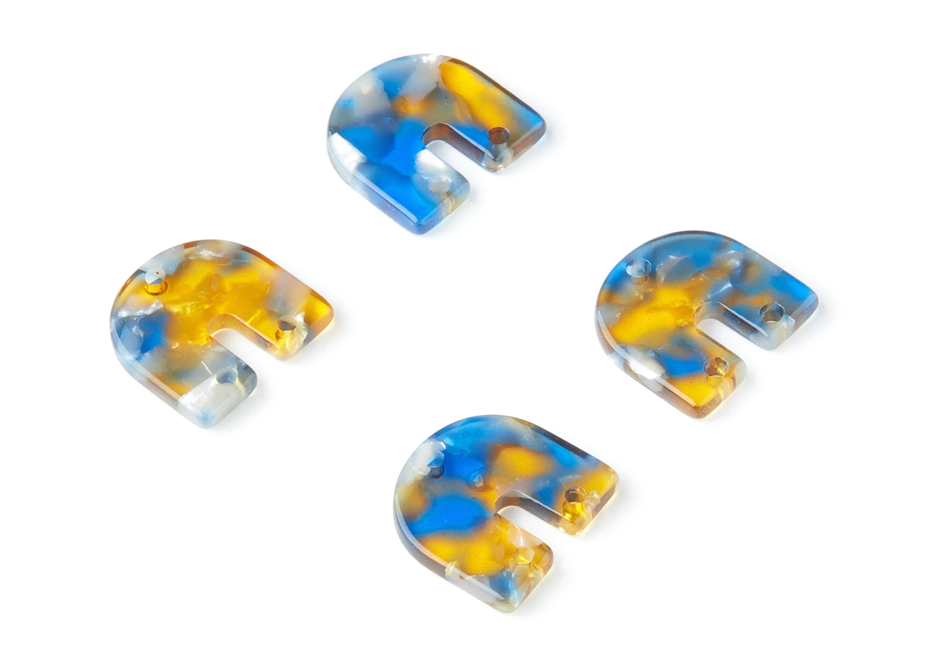 Acetate U Earring Charm with 3 Holes - U Shaped Pendant - Earring Findings - Jewelry Supplies - Color Code: A40 - 16.7x15.8x2.7mm - AC1353C - DOMEDBAZAAR