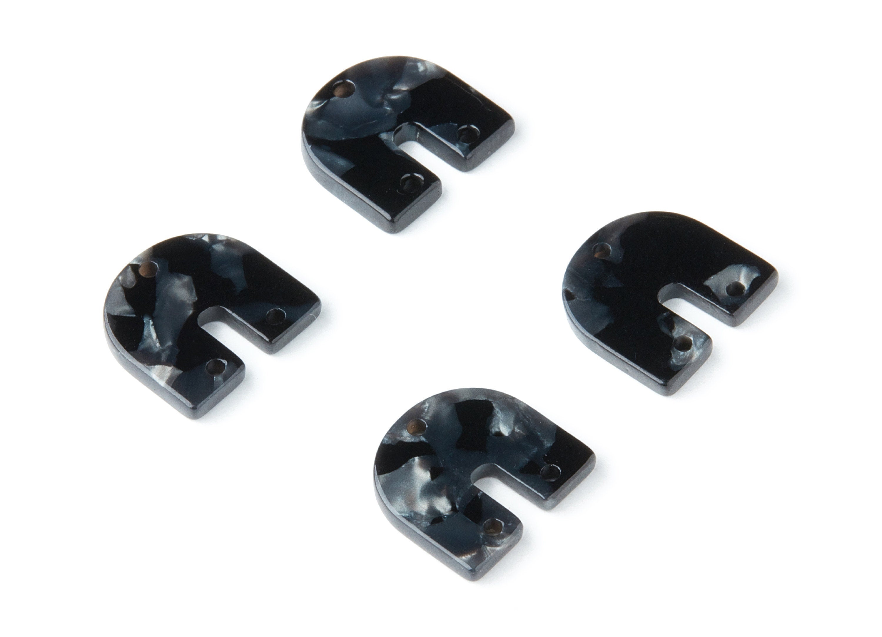 Acetate Acrylic Earring Charm with 3 Holes - Tortoise Shell Earrings - U Shaped Pendant - Color Code: A48 - 16.7x15.8x2.7mm - AC1353L - DOMEDBAZAAR