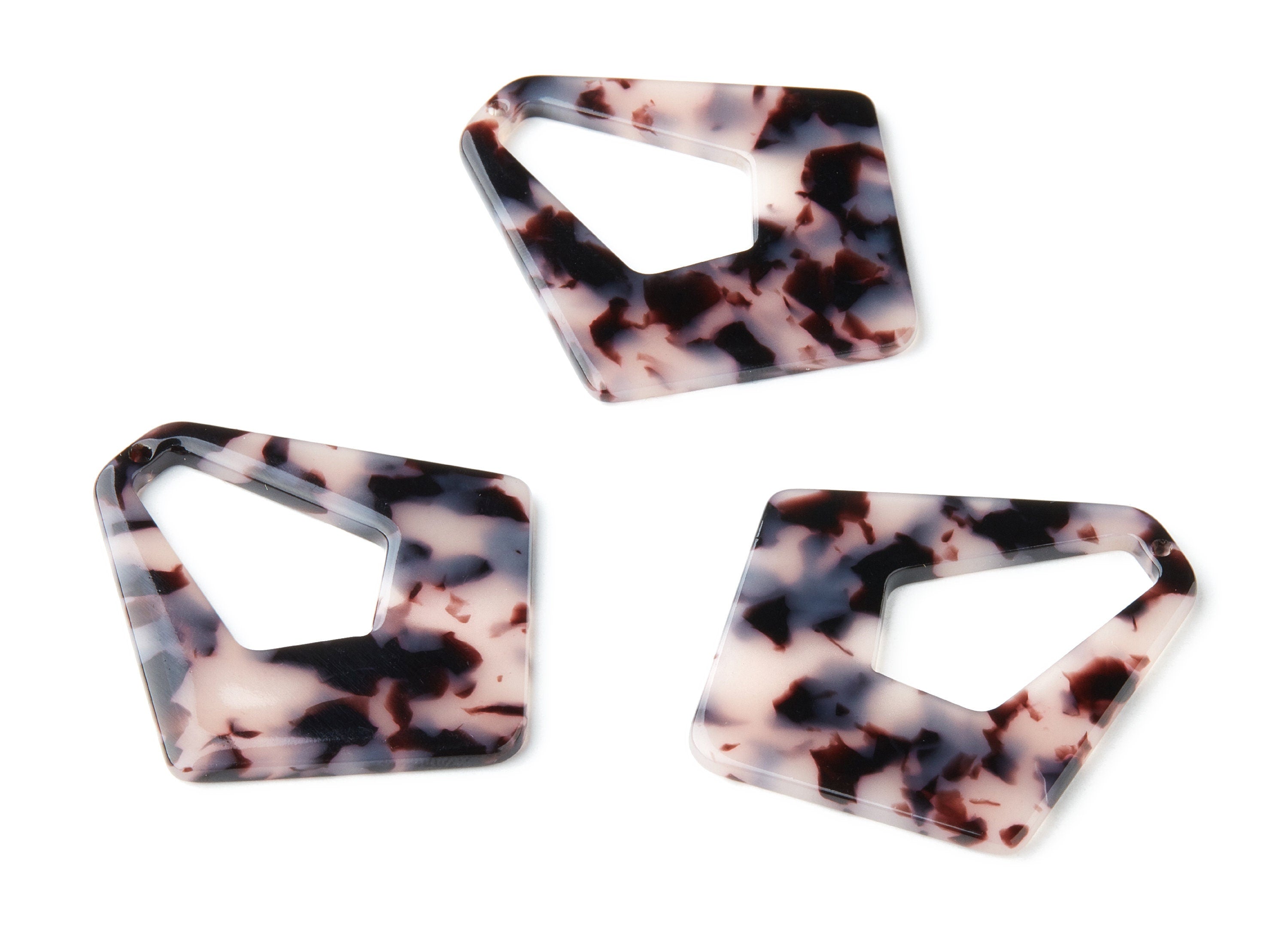 Acetate Acrylic Earring Charms - Blonde Tortoise Shell Earrings - Diamond Shaped - 1 Hole - Color Code:A06 - 49.5x45.9x2.56mm - AC1197F - DOMEDBAZAAR