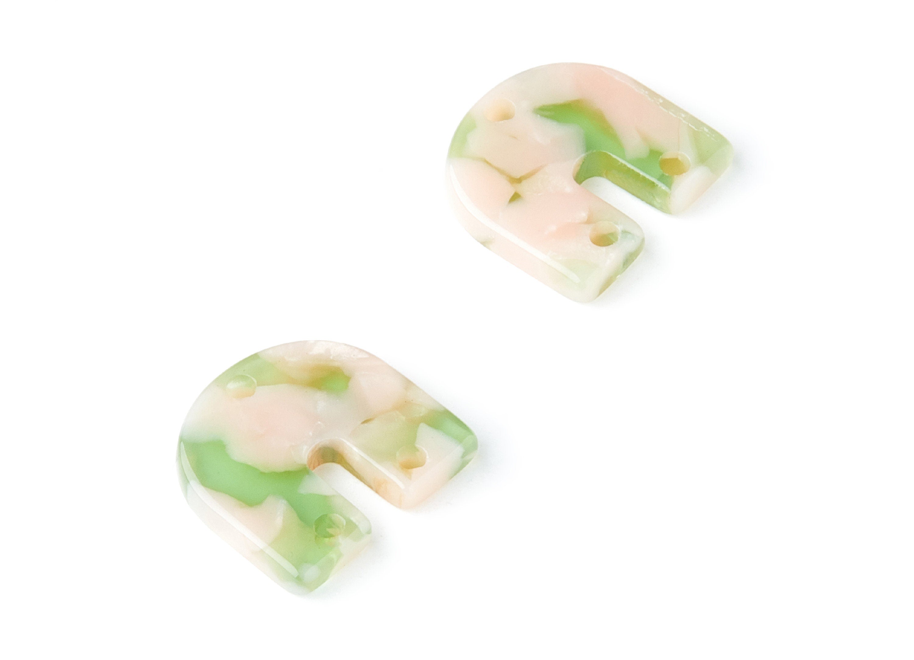 Acetate Acrylic Earring Charm with 3 Holes - Tortoise Shell Earrings - U Shaped Pendant - Color Code: A38 - 16.7x15.8x2.7mm - AC1353R - DOMEDBAZAAR