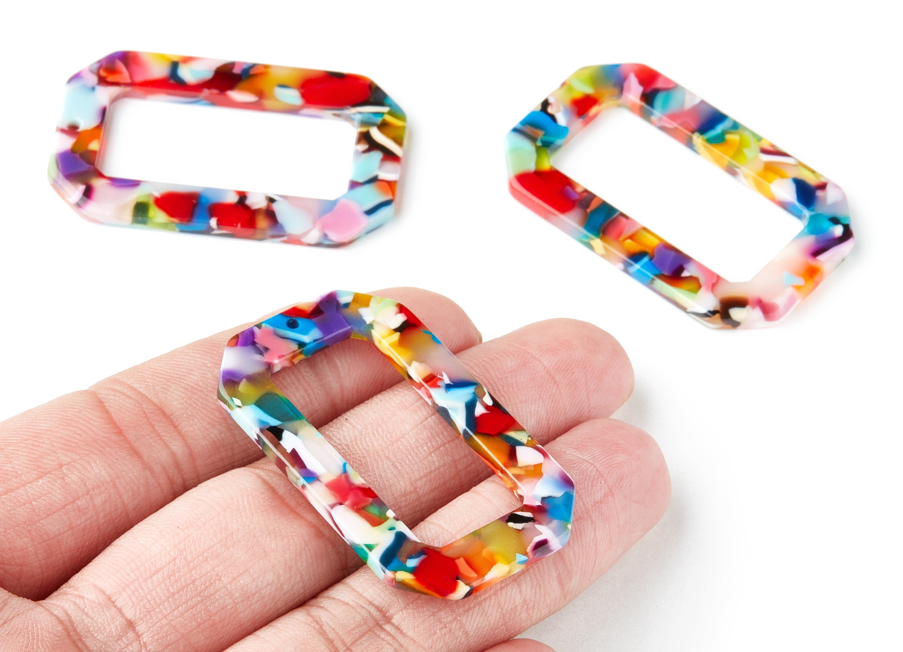 Acetate Frame Earring Charms - Acrylic Frame Pendant - Earring Findings - Jewelry Supplies - Color Code: A21 - 44.83x27.66x2.6mm - AC1239C - DOMEDBAZAAR