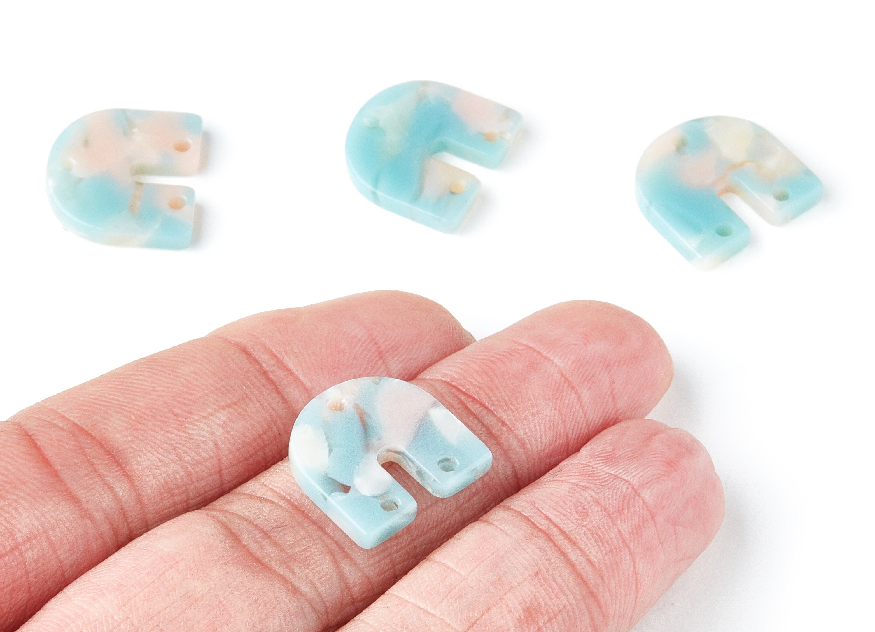 Acetate U Earring Charm With 3 Holes - U Shaped Pendant - Earring Findings - Jewelry Supplies - Color Code: A36 - 16.7x15.8x2.7mm - AC1353Y - DOMEDBAZAAR