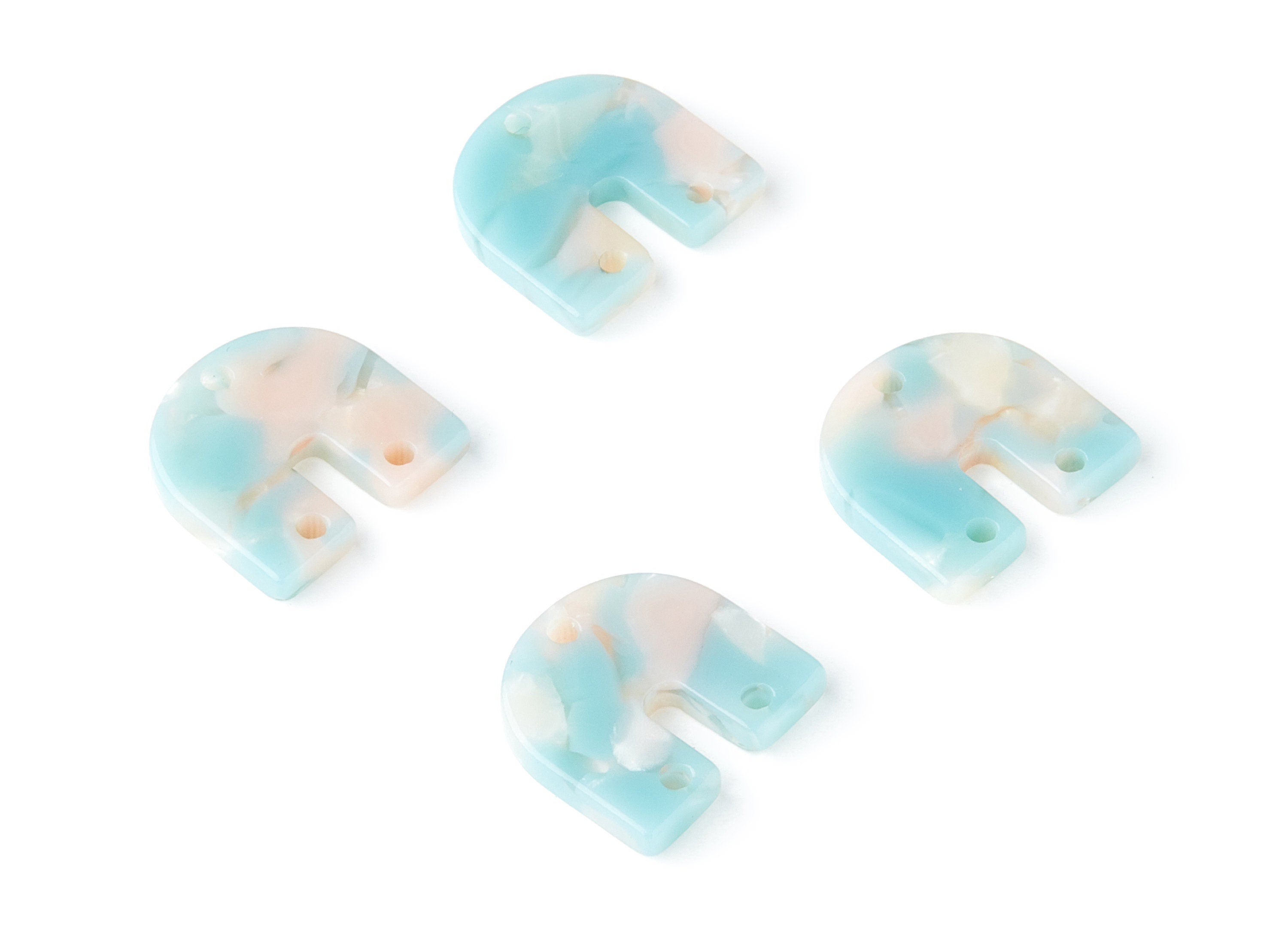 Acetate U Earring Charm With 3 Holes - U Shaped Pendant - Earring Findings - Jewelry Supplies - Color Code: A36 - 16.7x15.8x2.7mm - AC1353Y - DOMEDBAZAAR