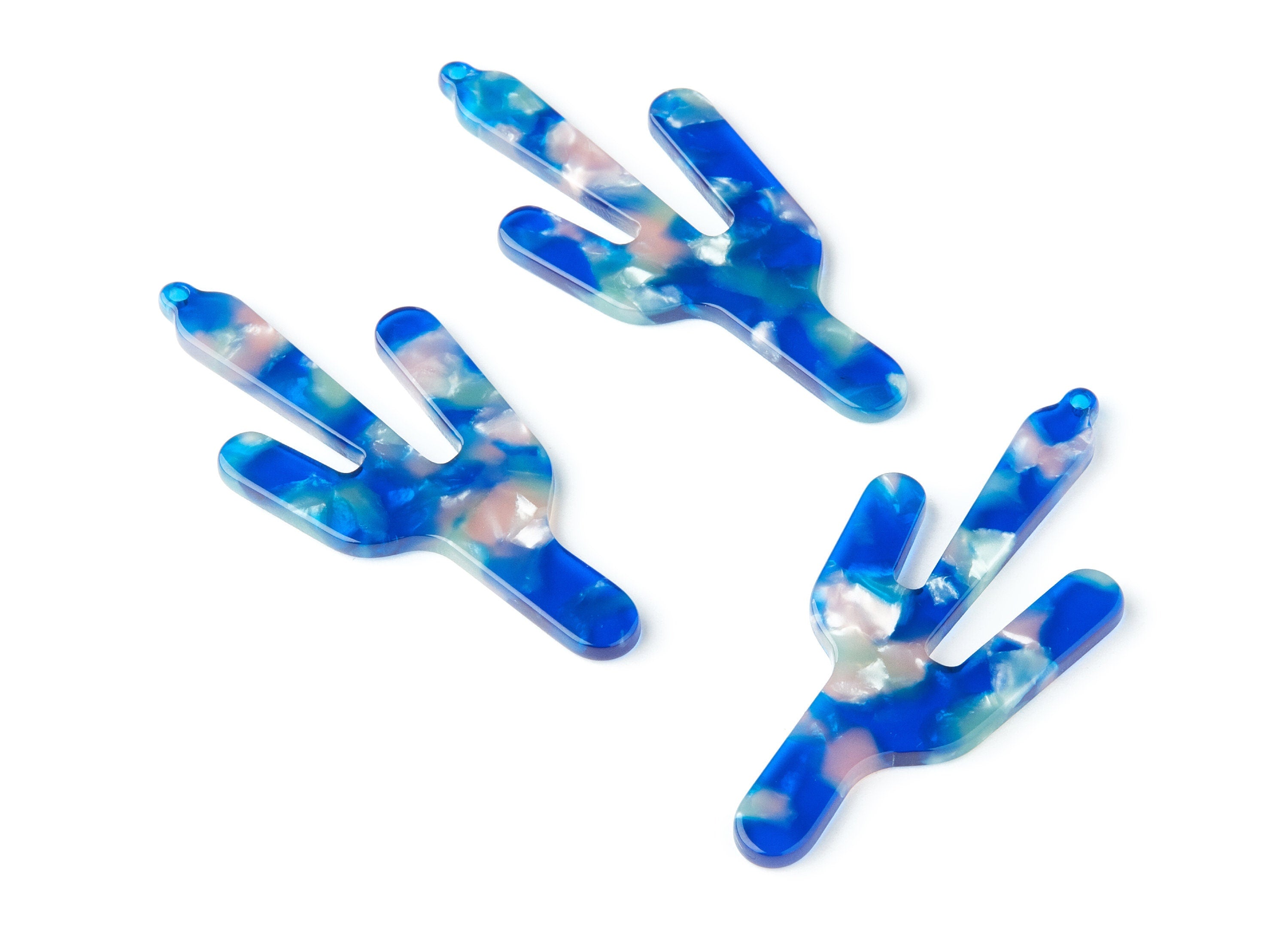 Acetate Cactus Earring Charms - Cactus Shaped Pendant - Earring Findings - Jewelry Supplies - Color Code: A37 - 63.29x27.97x2.75mm - AC1356C - DOMEDBAZAAR