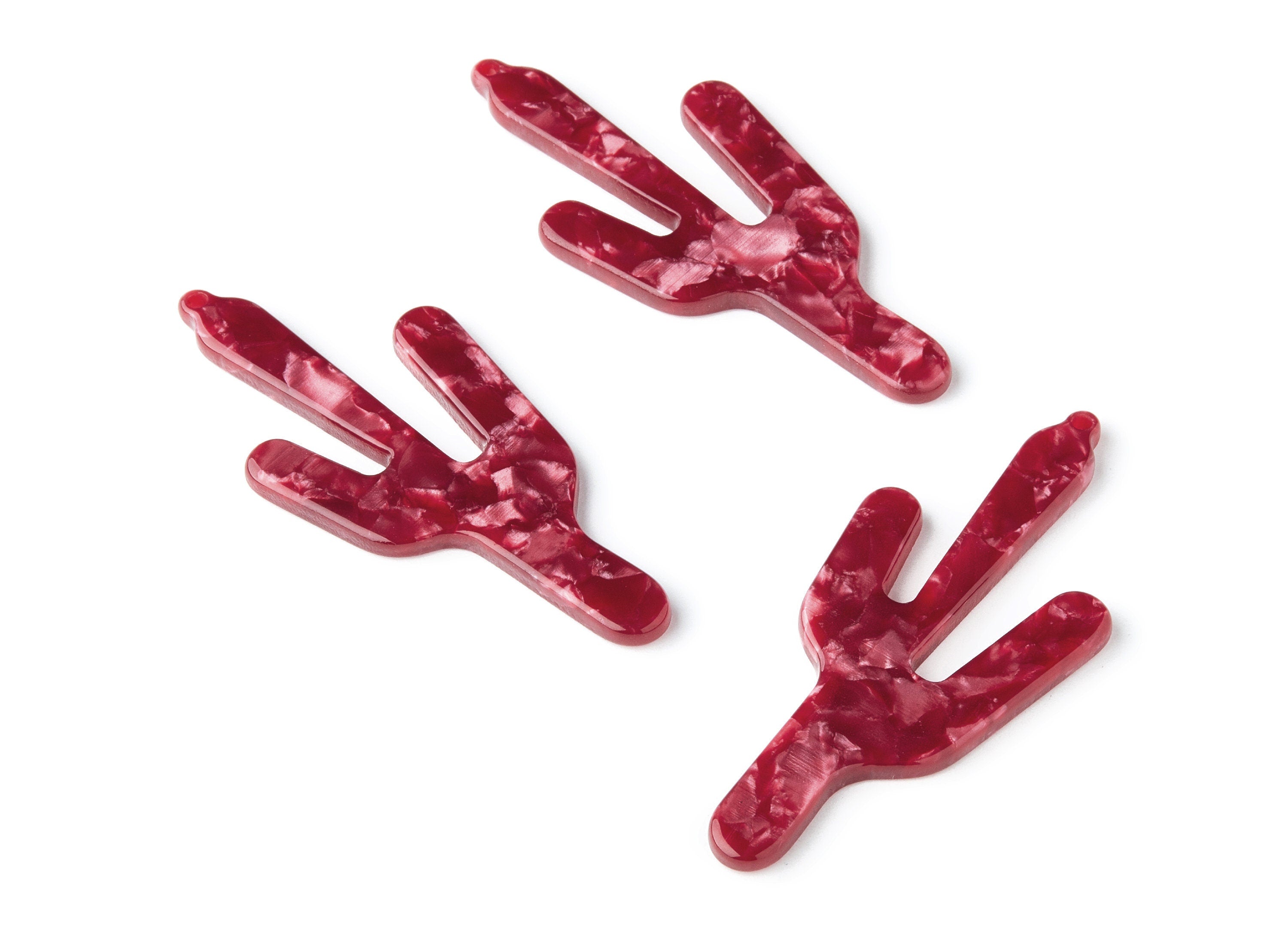 Acetate Cactus Earring Charms - Cactus Shaped Pendant - Earring Findings - Jewelry Supplies - Color Code: A47 - 63.29x27.97x2.75mm - AC1356K - DOMEDBAZAAR