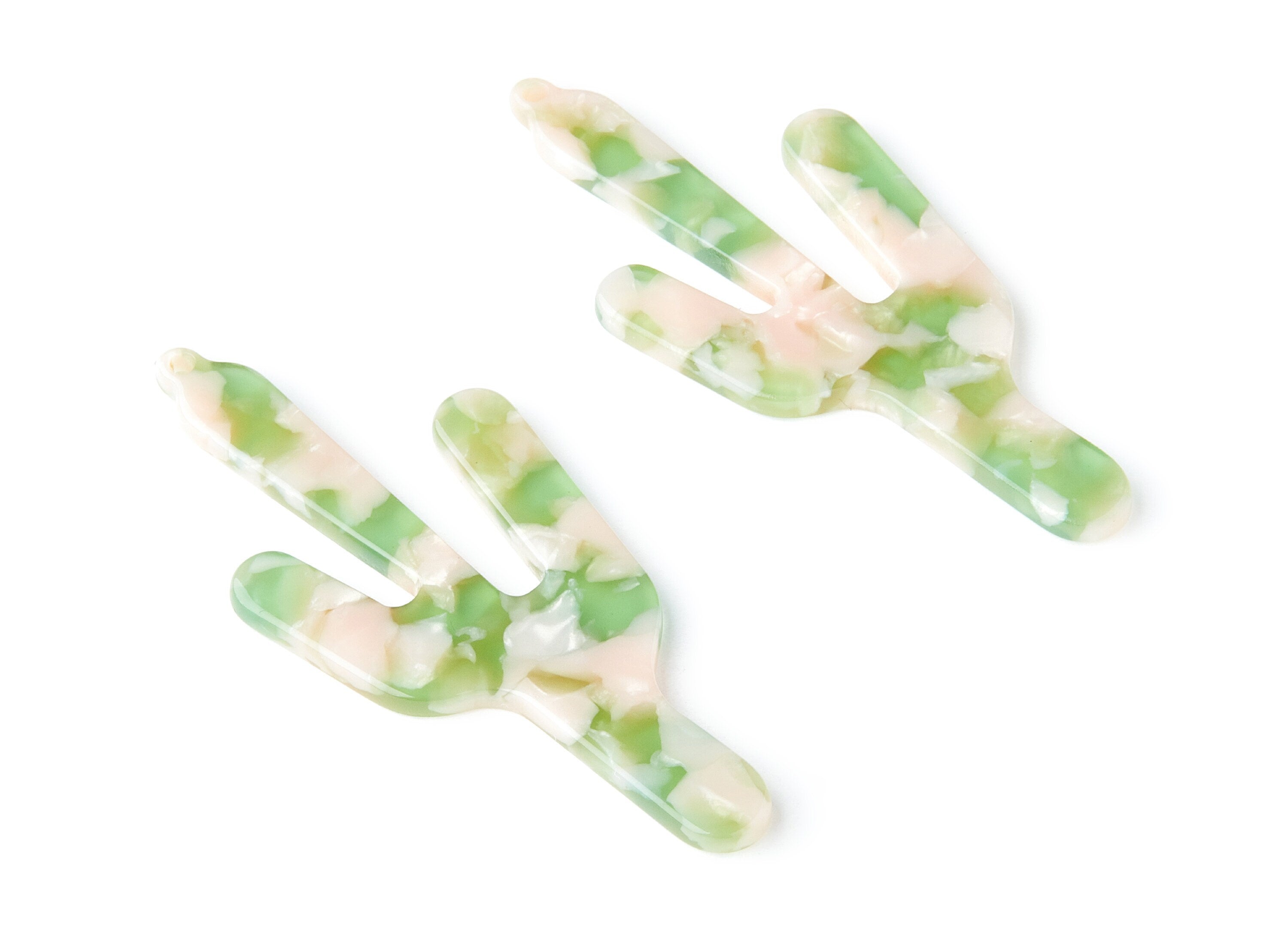 Acetate Cactus Earring Charms - Cactus Shaped Pendant - Earring Findings - Jewelry Supplies - Color Code: A38 - 63.29x27.97x2.75mm - AC1356L - DOMEDBAZAAR