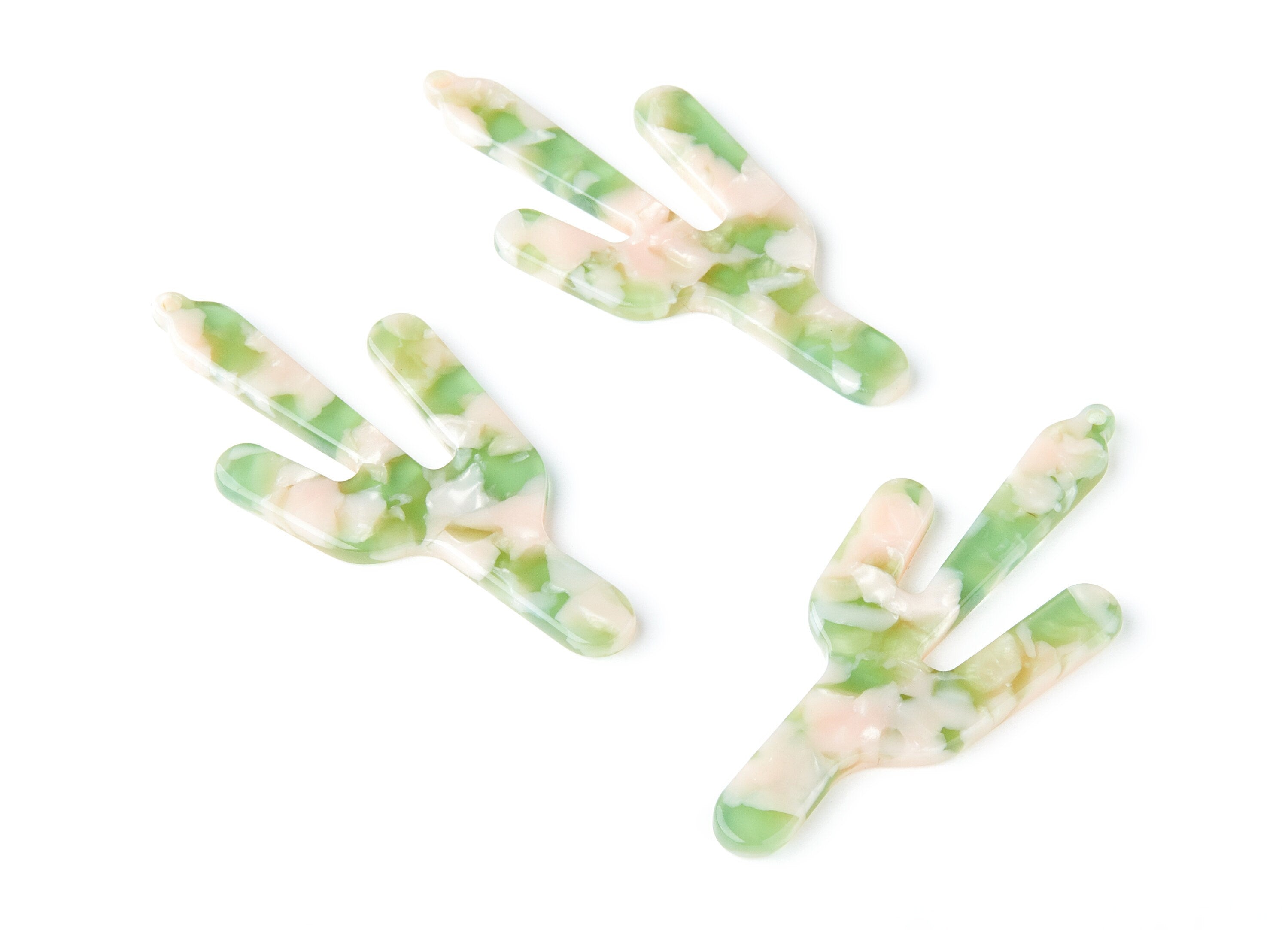 Acetate Cactus Earring Charms - Cactus Shaped Pendant - Earring Findings - Jewelry Supplies - Color Code: A38 - 63.29x27.97x2.75mm - AC1356L - DOMEDBAZAAR