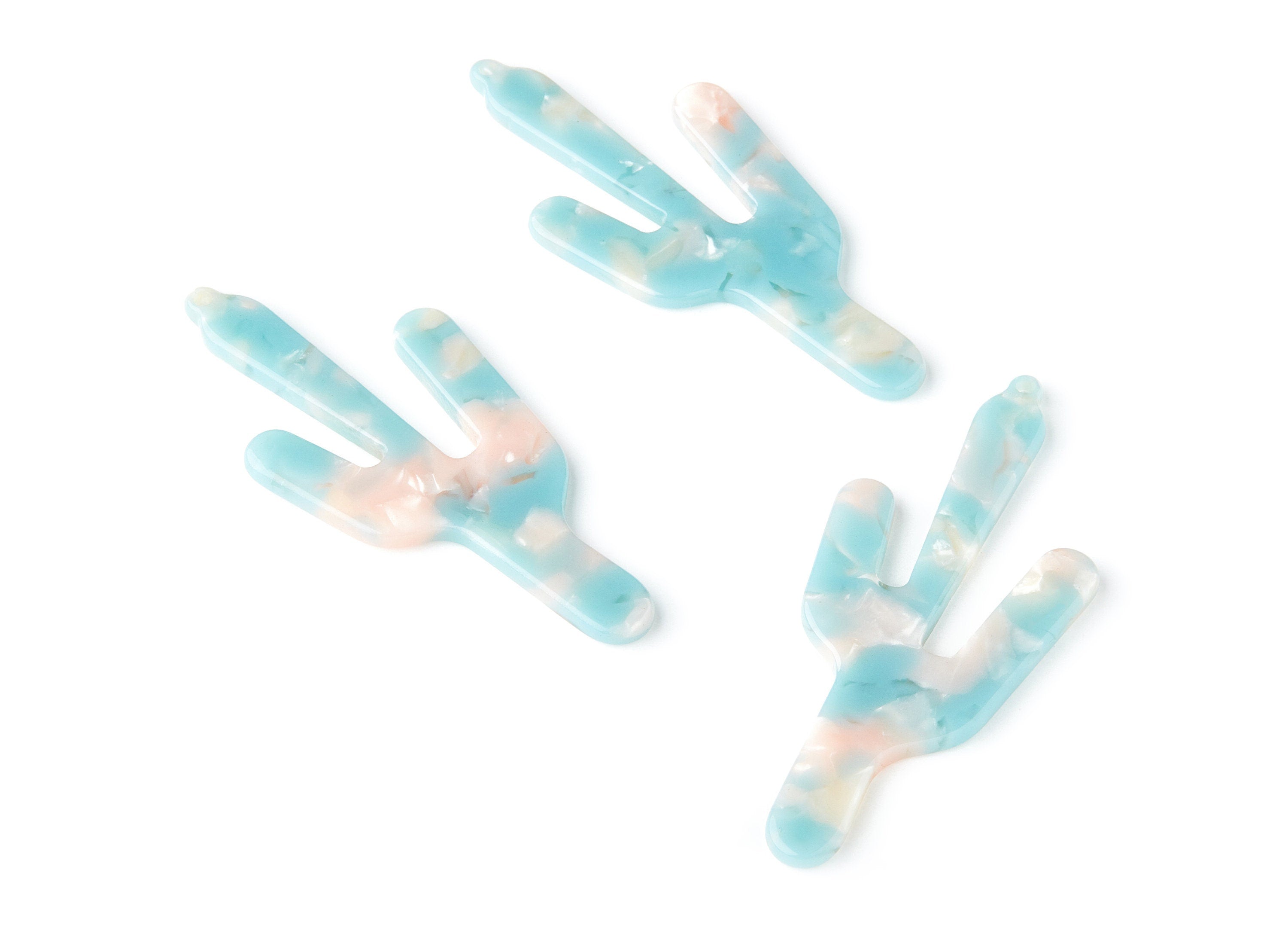 Acetate Cactus Earring Charms - Cactus Shaped Pendant - Earring Findings - Jewelry Supplies - Color Code: A36 - 63.29x27.97x2.75mm - AC1356V - DOMEDBAZAAR