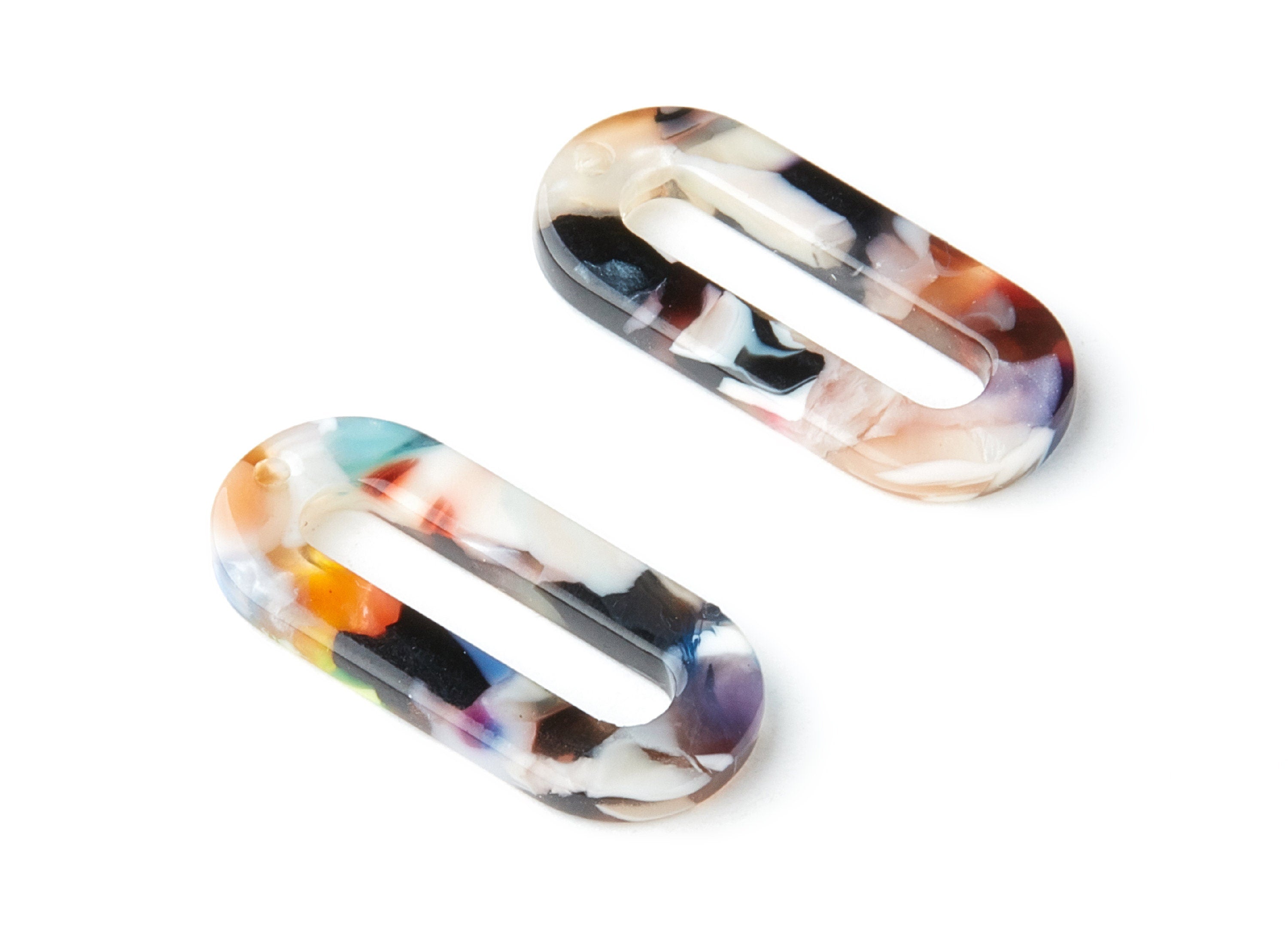 Acetate Oval & Zero Charms - Oval Earrings and Pendant - Earring Findings - Jewelry Supplies - Color Code: A60 - 30.3x13.6x2.26mm - AC1033R - DOMEDBAZAAR