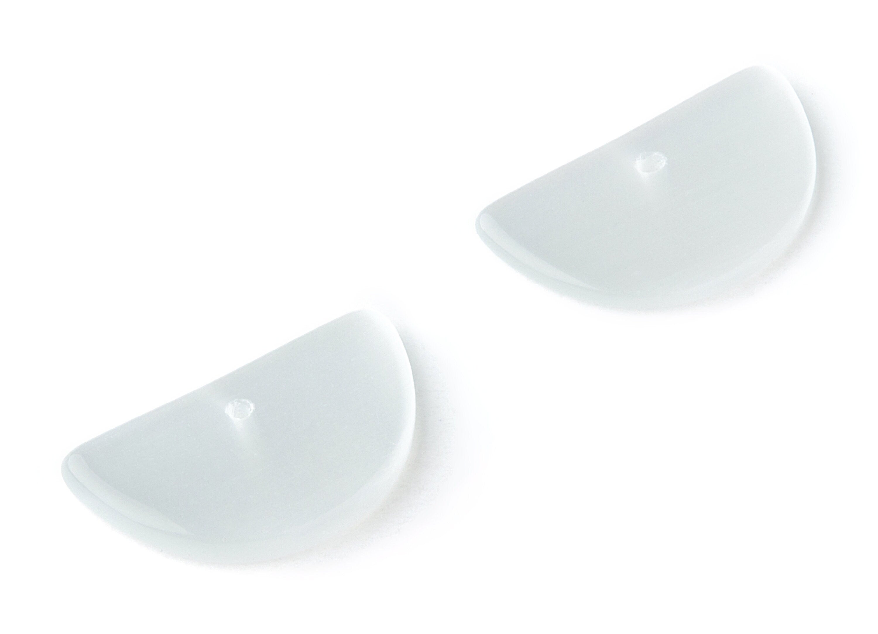 Glass Semicircle Earring Charms - Glass Half Moon Pendants - 1 Hole - Jewelry Making Supplies - 31.17x15.88x8.52mm - GS1004A - DOMEDBAZAAR