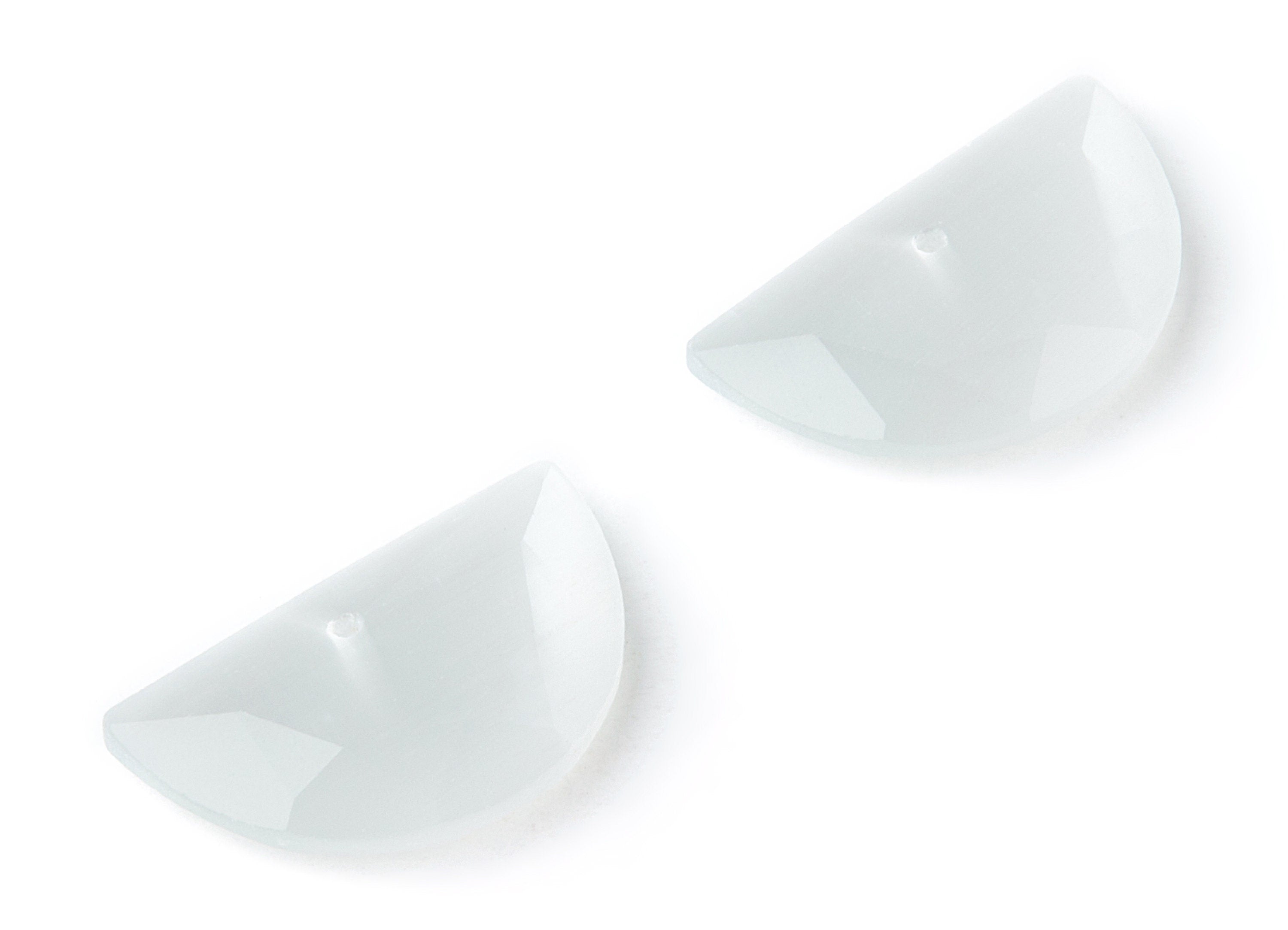 Faceted Glass Stone Earring Charms - Glass Pendants - Semicircle Shaped - 1 Hole - Jewelry Supplies - 24x14x3.7mm - GS1005A - DOMEDBAZAAR