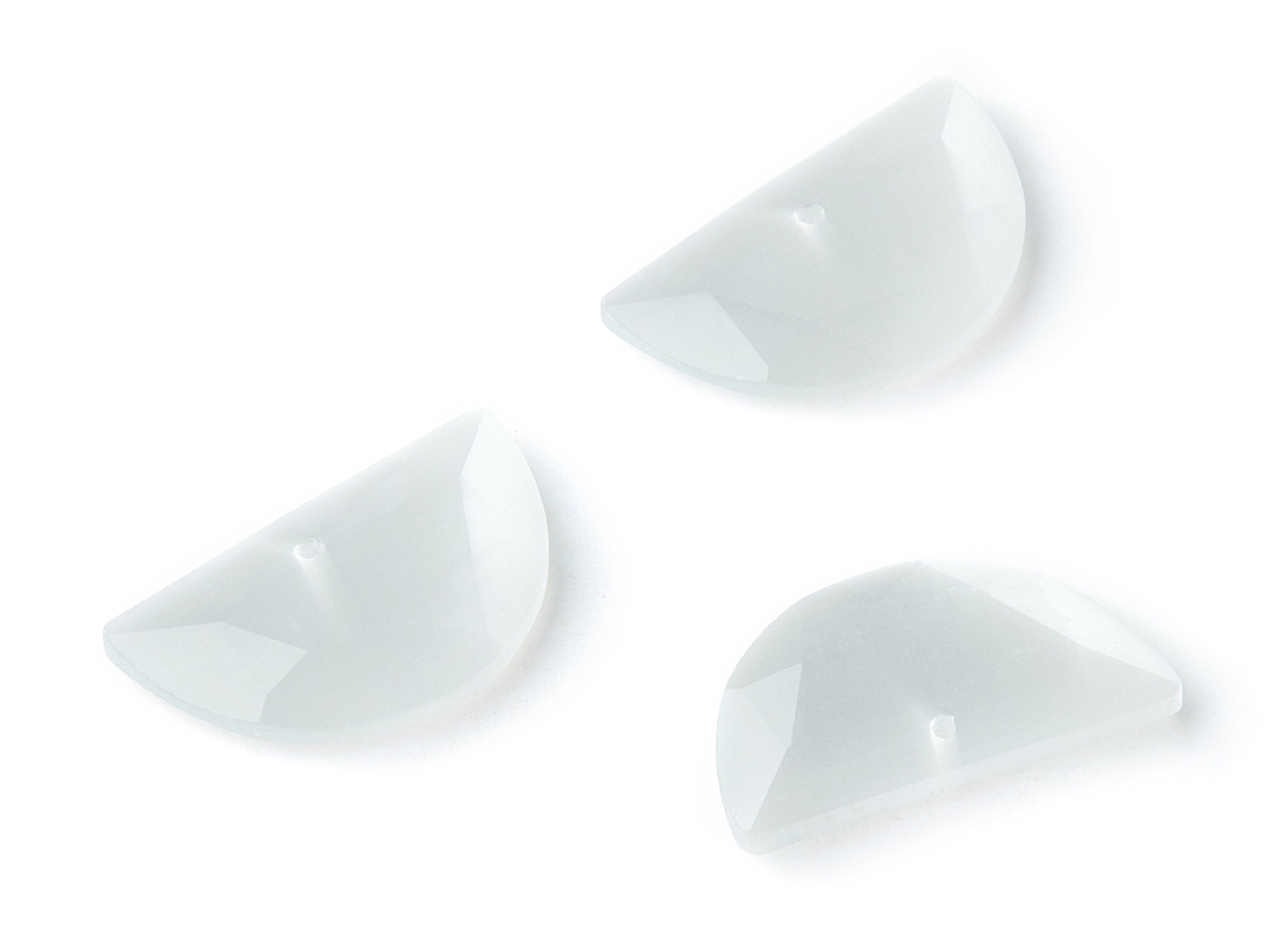 Faceted Glass Stone Earring Charms - Glass Pendants - Semicircle Shaped - 1 Hole - Jewelry Supplies - 24x14x3.7mm - GS1005A - DOMEDBAZAAR