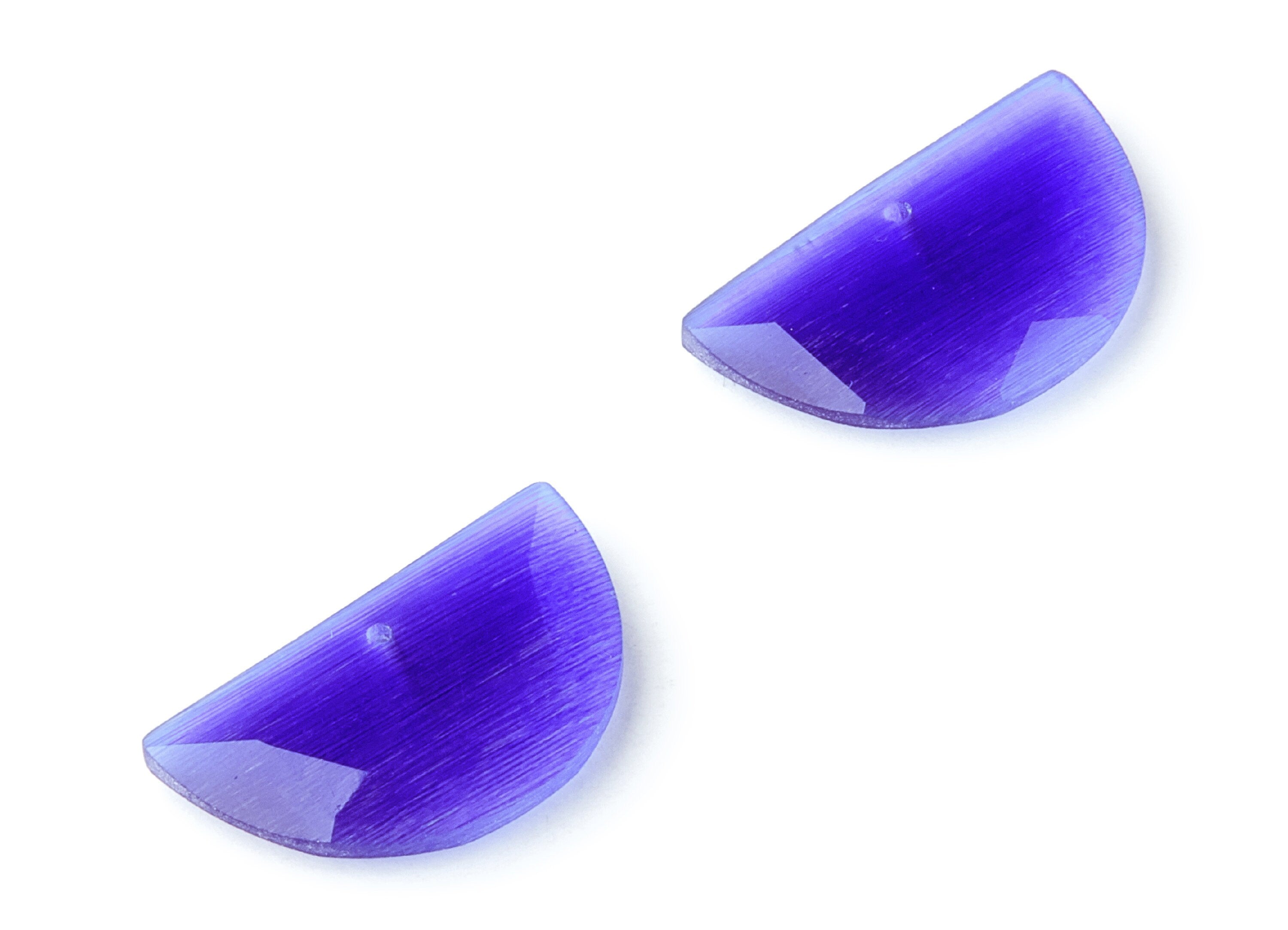 Faceted Glass Stone Earring Charms - Glass Pendants - Semicircle Shaped - 1 Hole - Jewelry Supplies - 24x14x3.7mm - GS1005D - DOMEDBAZAAR