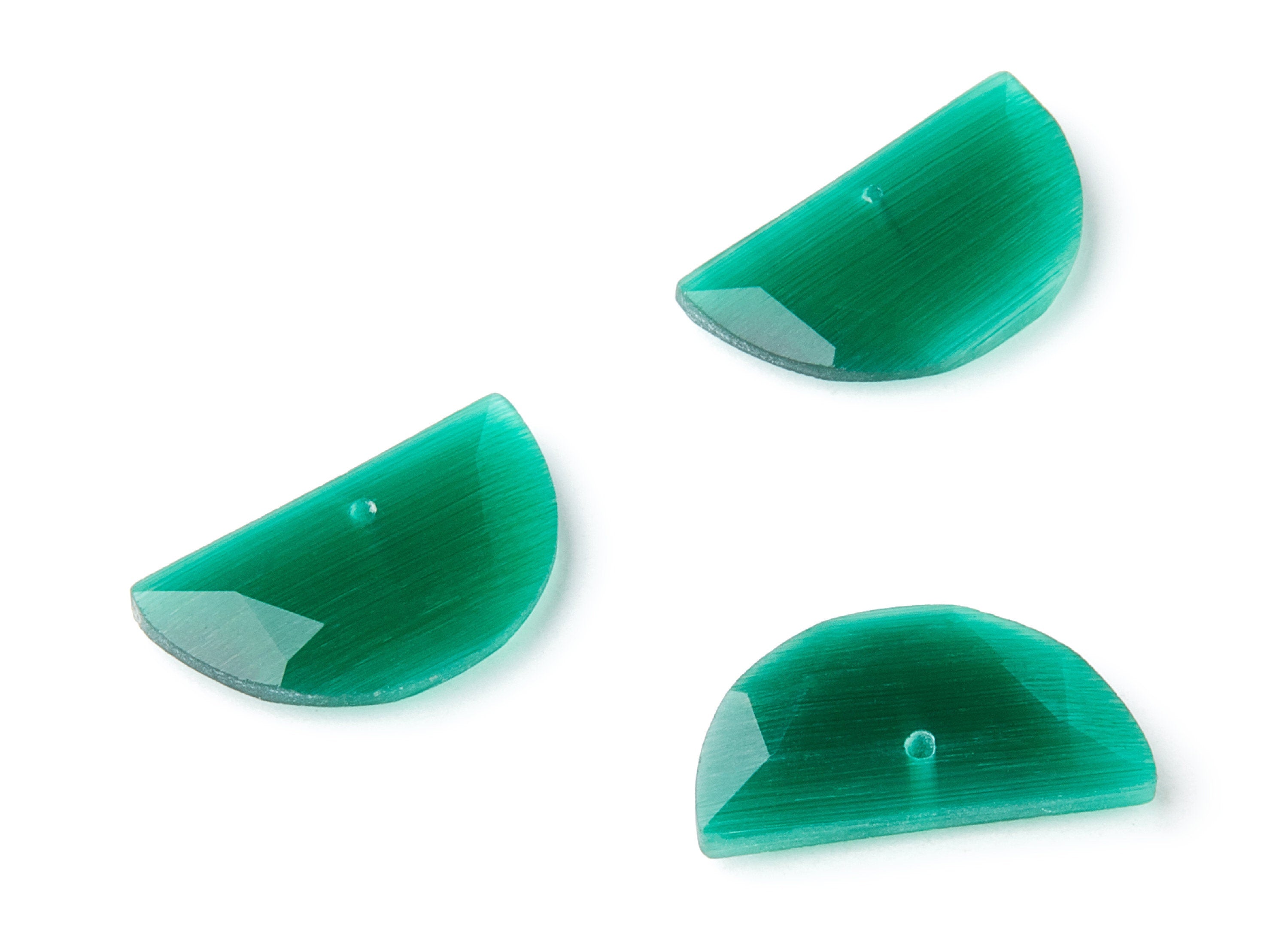 Faceted Glass Stone Earring Charms - Glass Pendants - Semicircle Shaped - 1 Hole - Jewelry Supplies - 24x14x3.7mm - GS1005E - DOMEDBAZAAR
